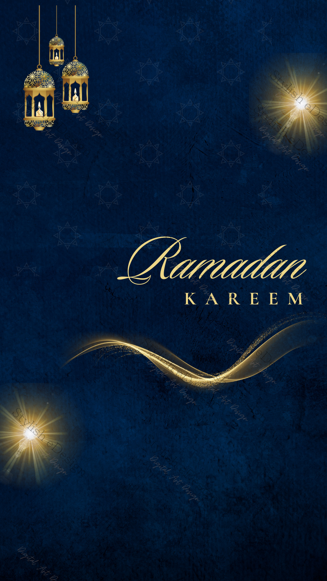 Ramadan Kareem-Dark Blue and Gold Mobile Wallpaper