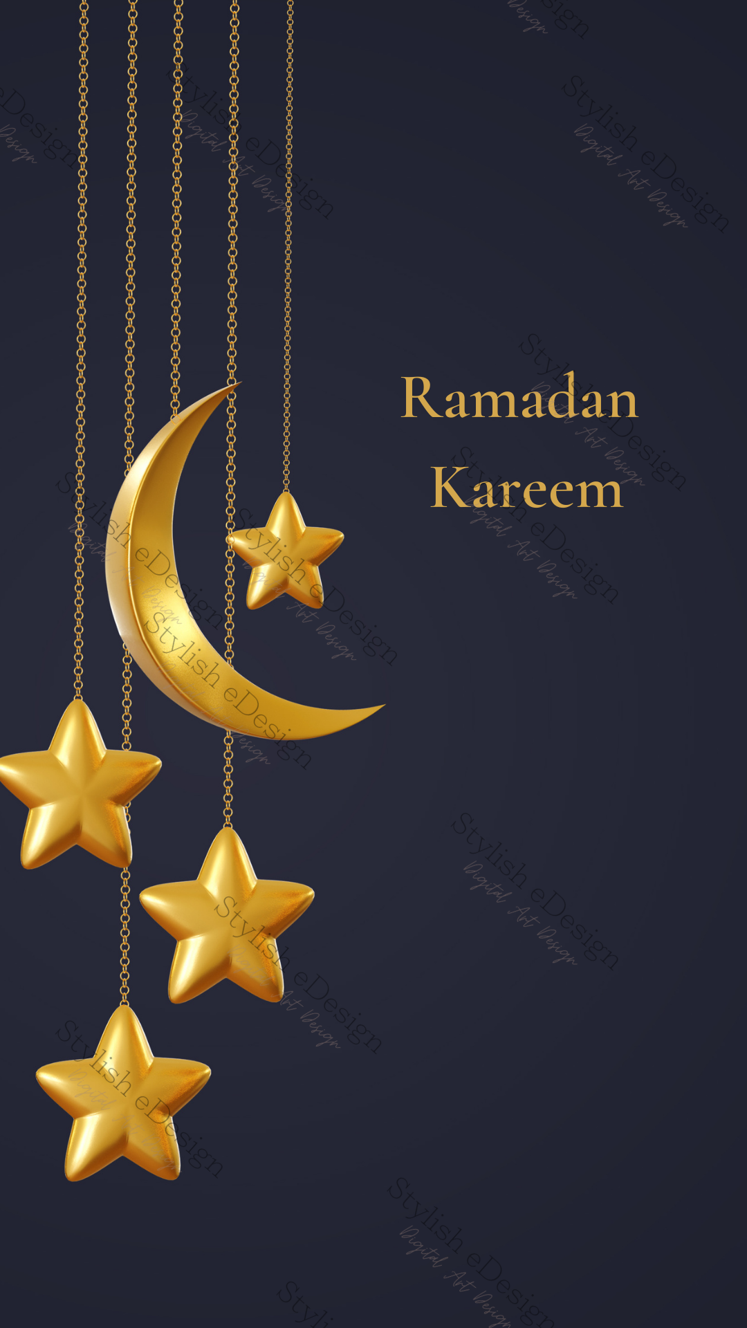 Ramadan Kareem- Dark Grey violet and stars Mobile Wallpaper