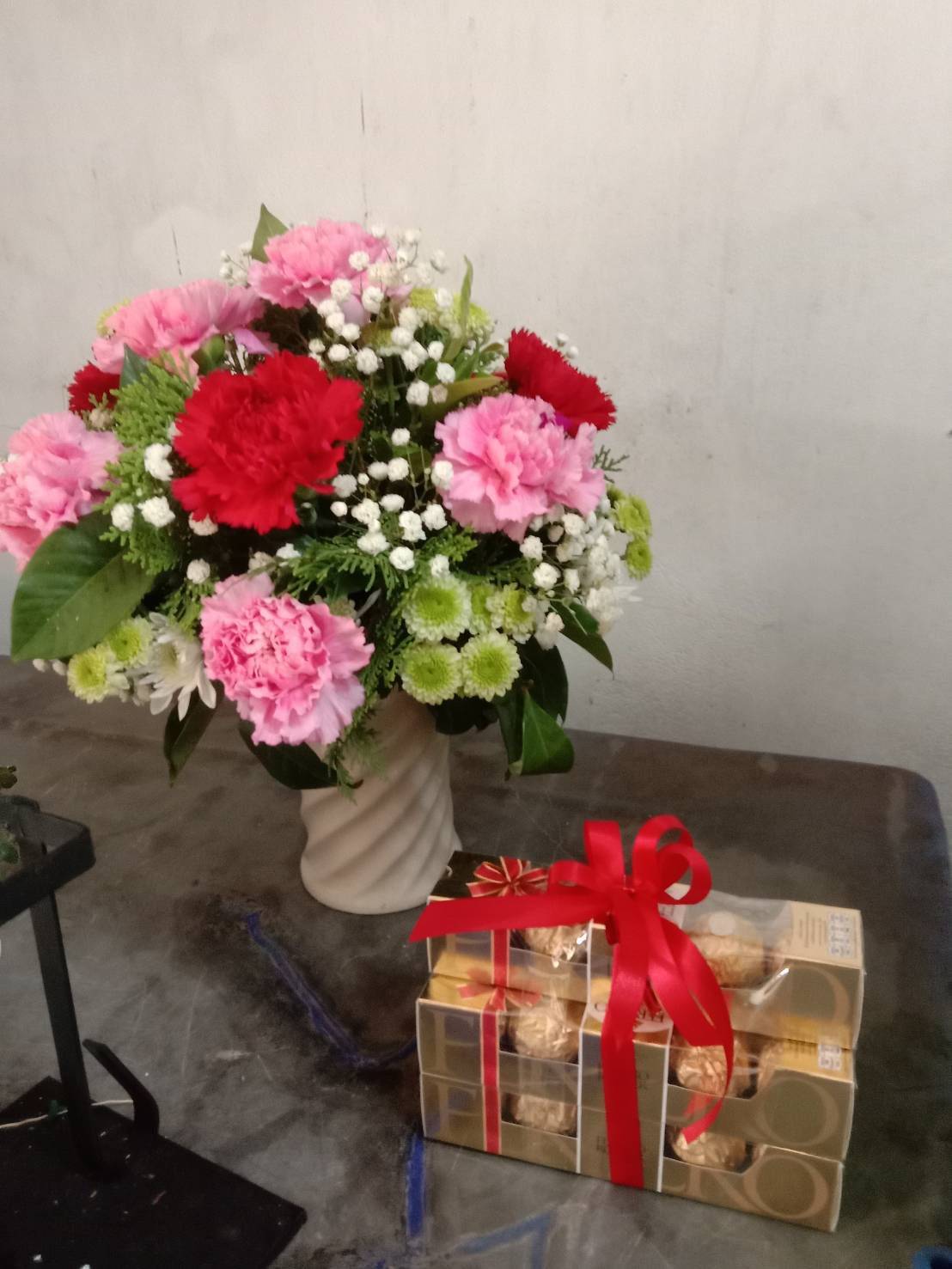 Floral Bouquet with Boxed Chocolates