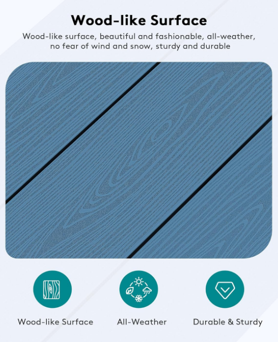 HDPE Patio Coffee Table for Balcony, Deck, Blue