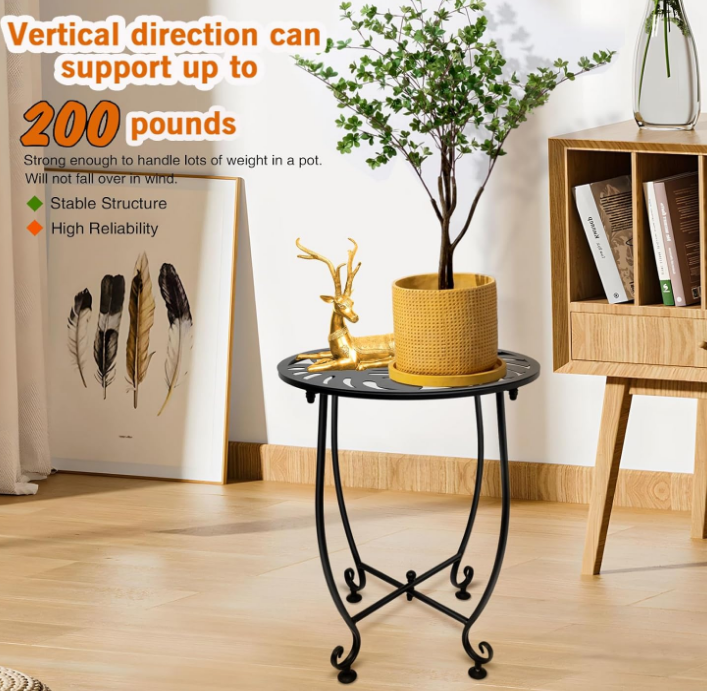 Outdoor Side Table for Small Spaces, 2 Pack 14 Inch Round Metal End Table for Patio Balcony Yard Porch, Anti-Rust Waterproof Accent Table for Indoor Outdoor Use, Easy Assembly