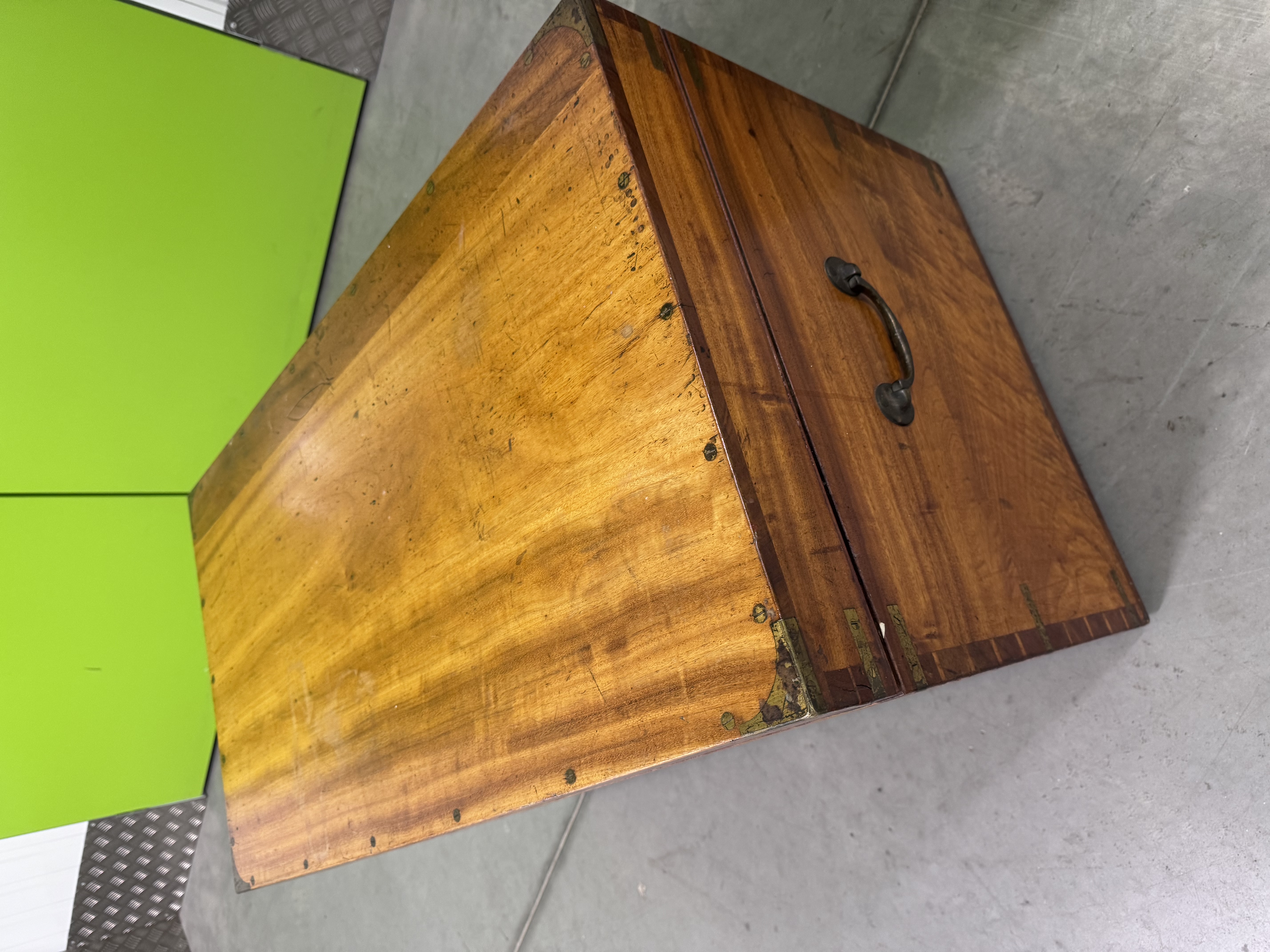 Antique Camphor Wood Campaign Military Trunk Army and Navy