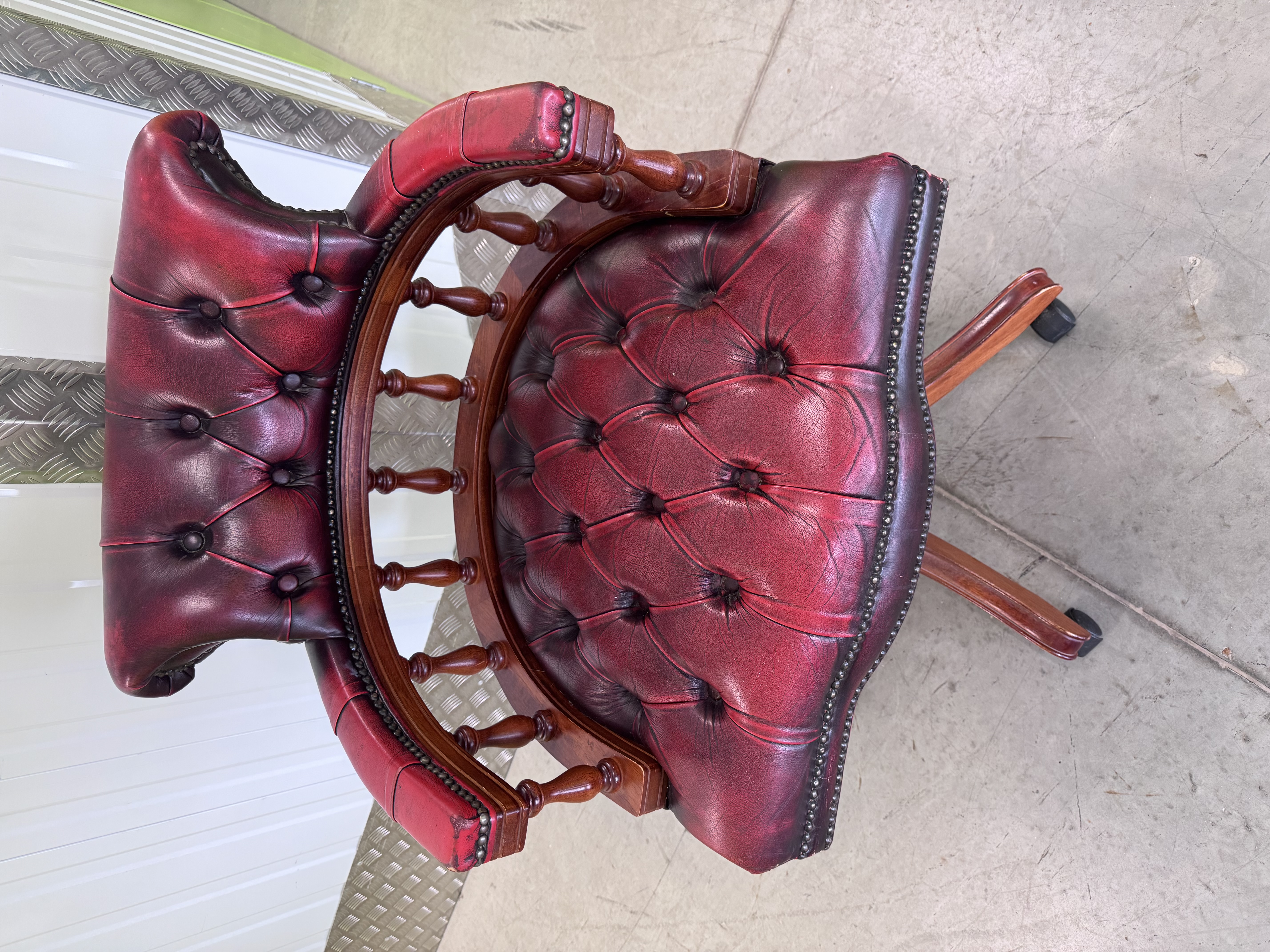 Vintage Ox Blood Red Leather Captains Office Chair