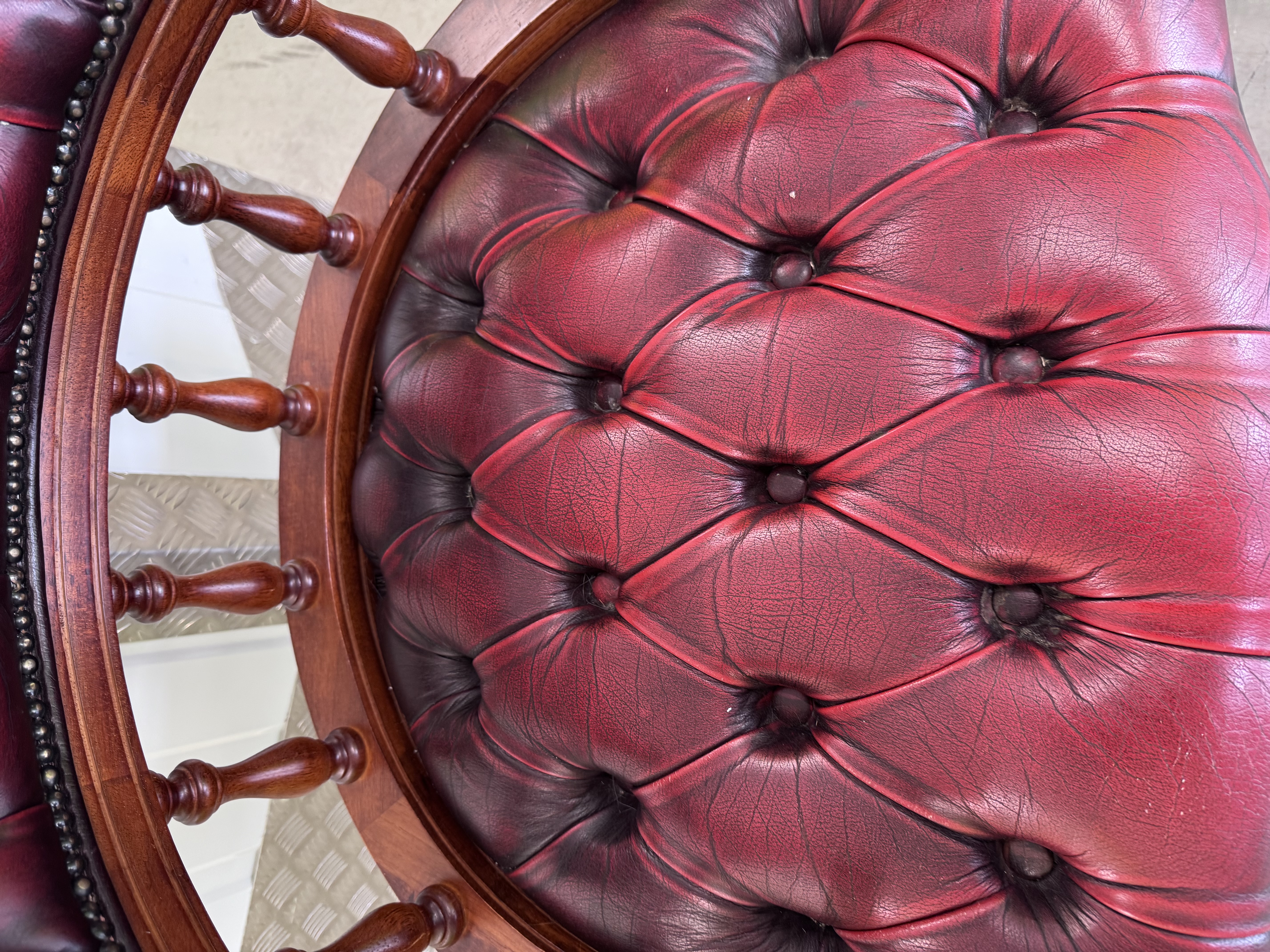 Vintage Ox Blood Red Leather Captains Office Chair