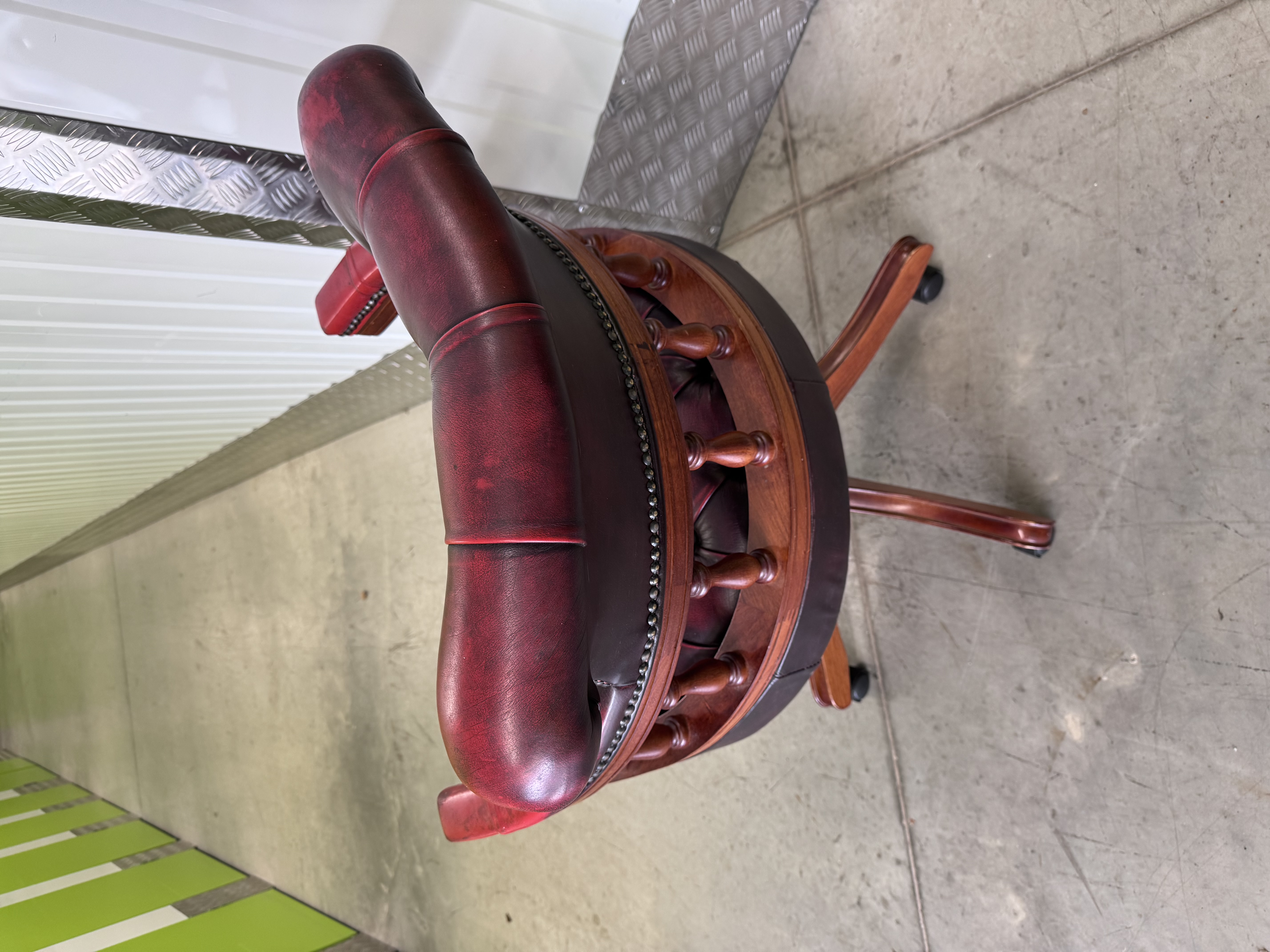 Vintage Ox Blood Red Leather Captains Office Chair