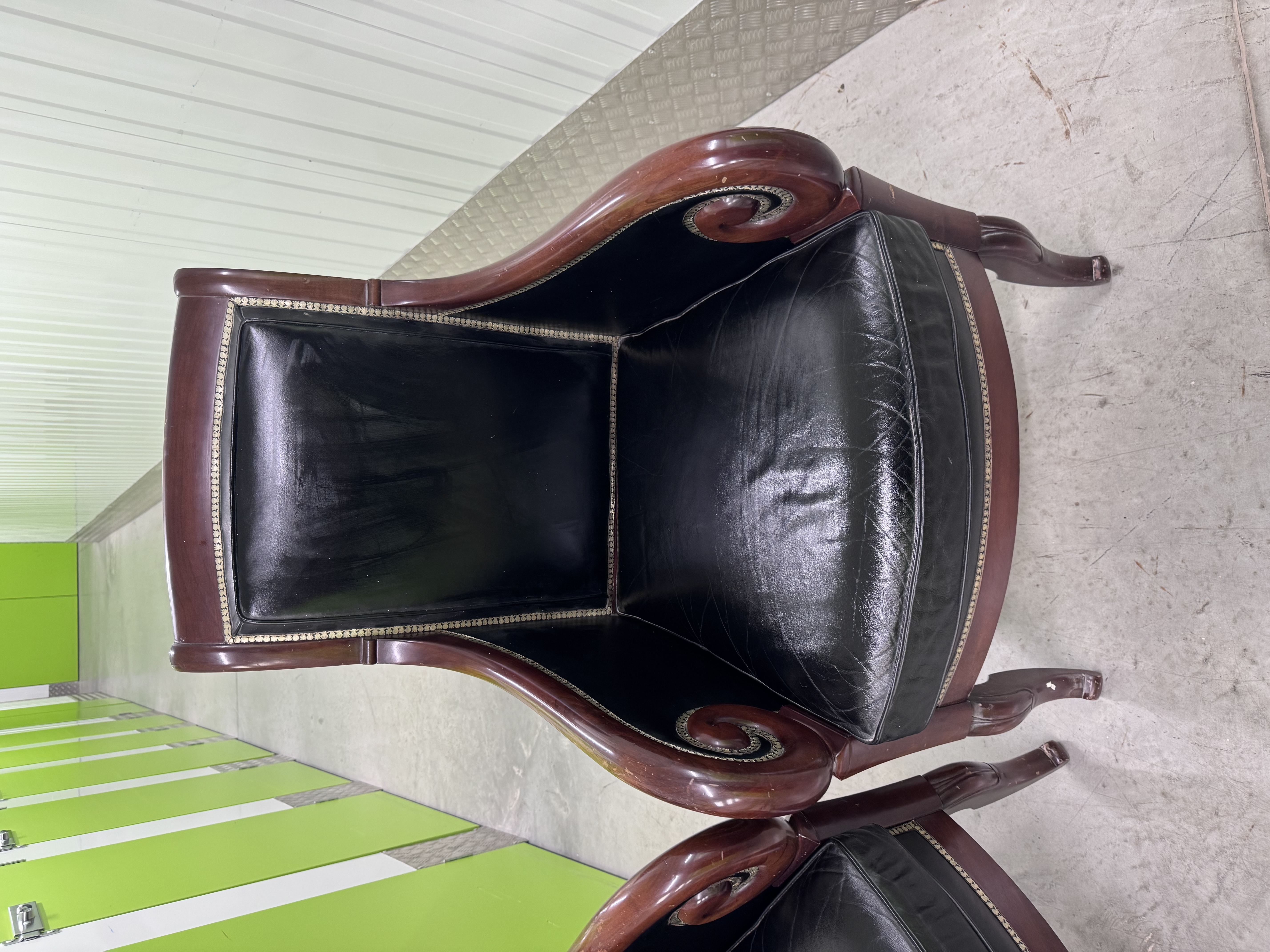 Pair of French Empire Style Leather Chairs