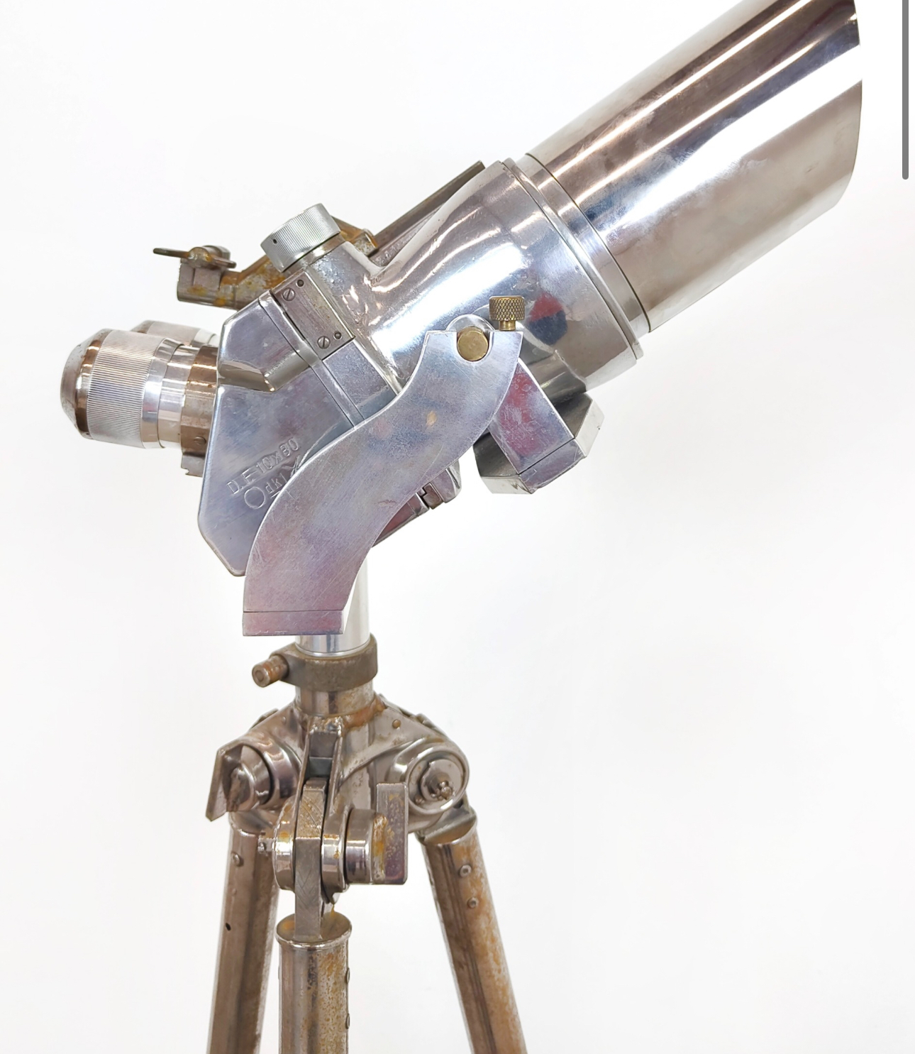WW2 D.F 10x80 German Polished Binoculars On Tripod DKL