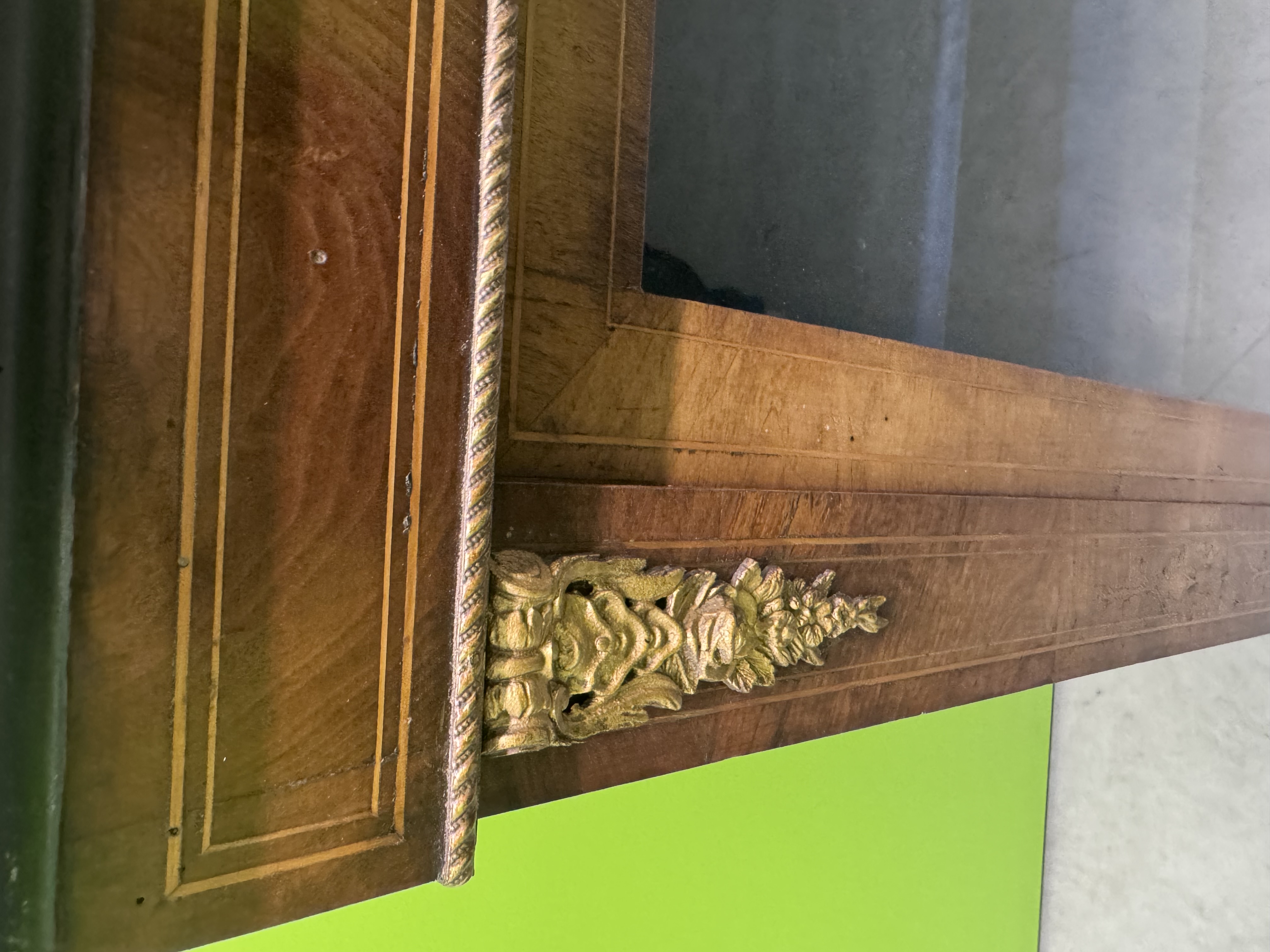 Victorian Walnut Pier Cabinet With Brass and Inlay Decoration