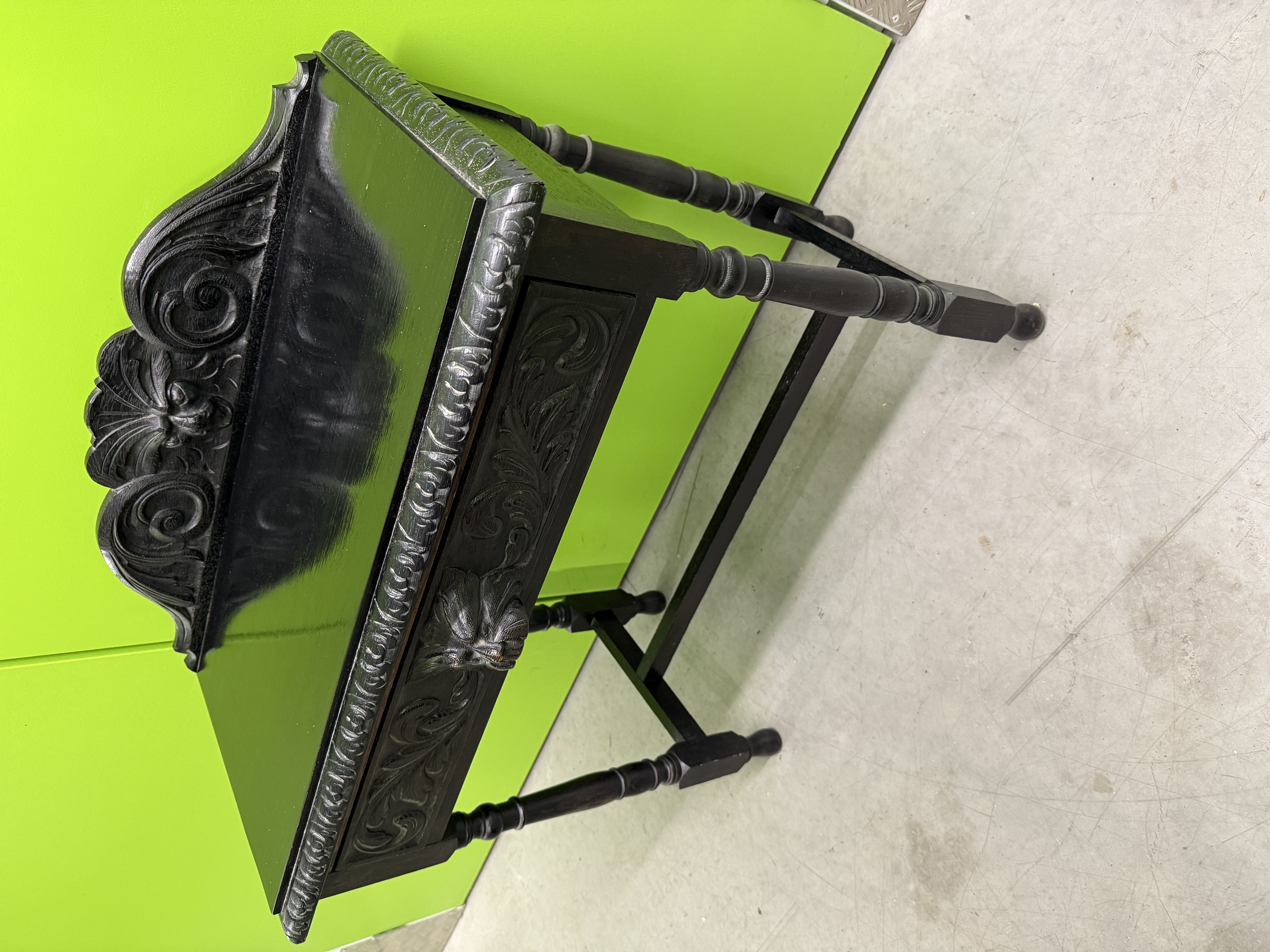 Victorian Black Oak Carved Side Table