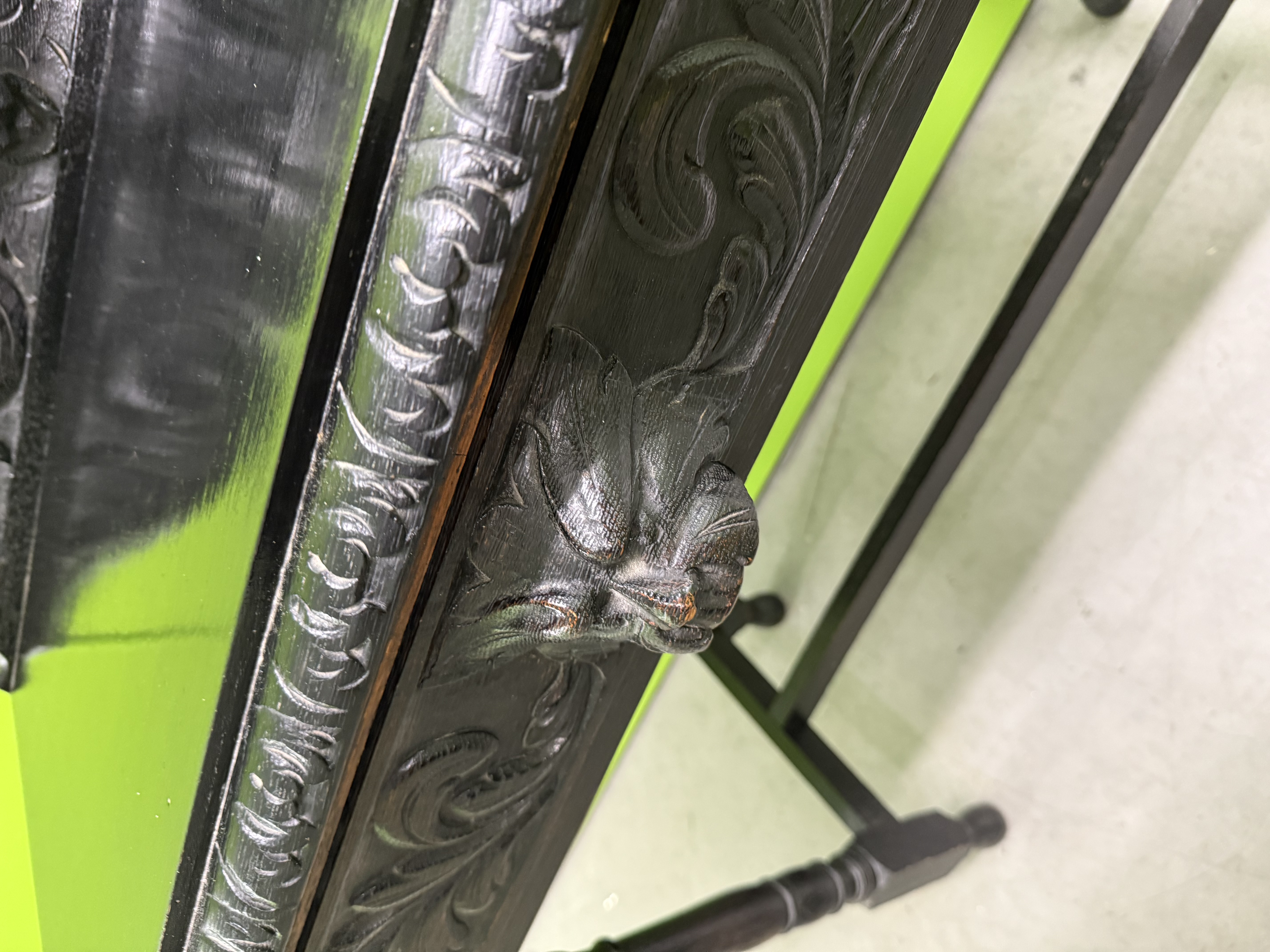 Victorian Black Oak Carved Side Table