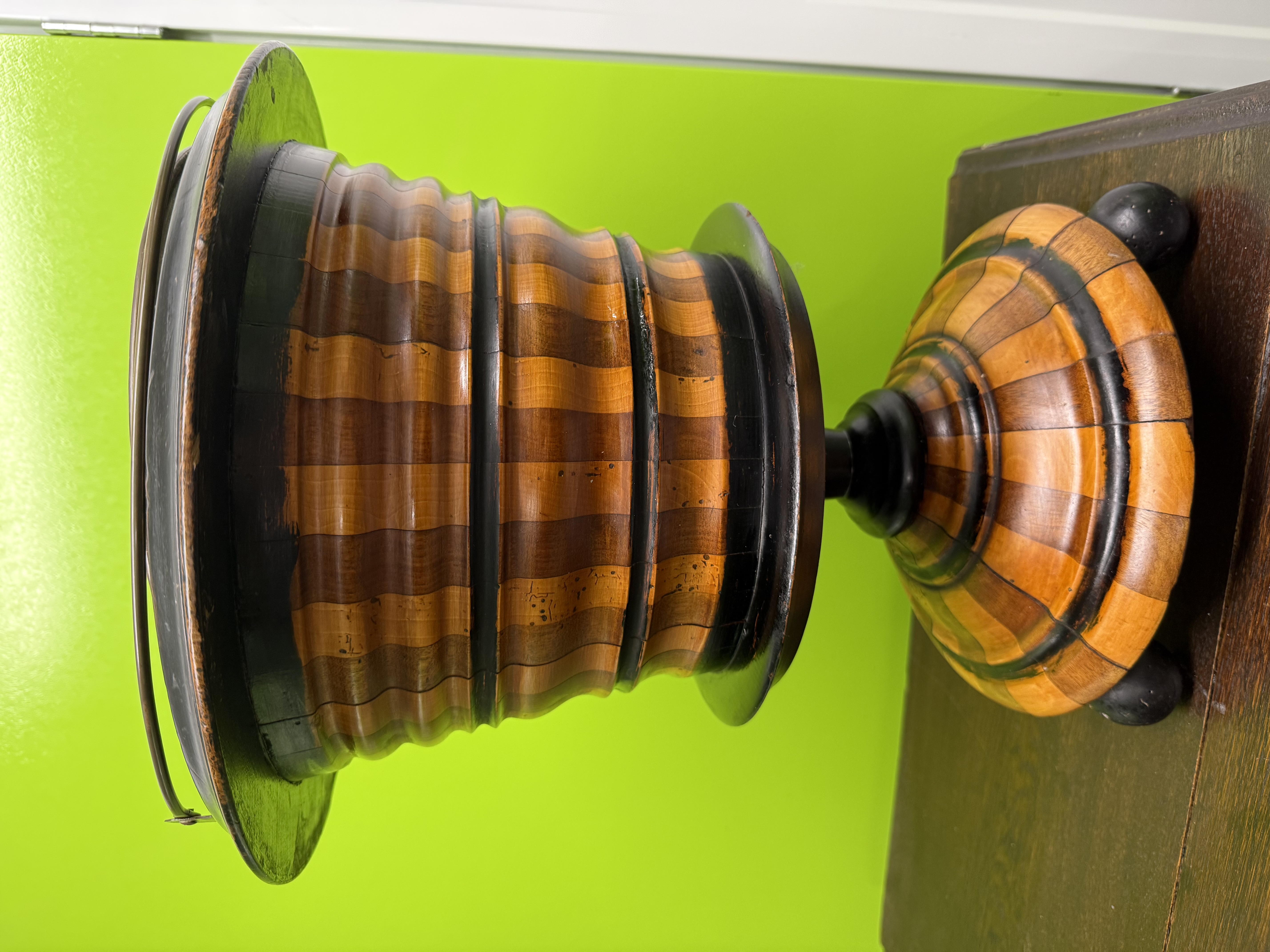 Antique 19th century Dutch ebony and fruitwood peat bucket 