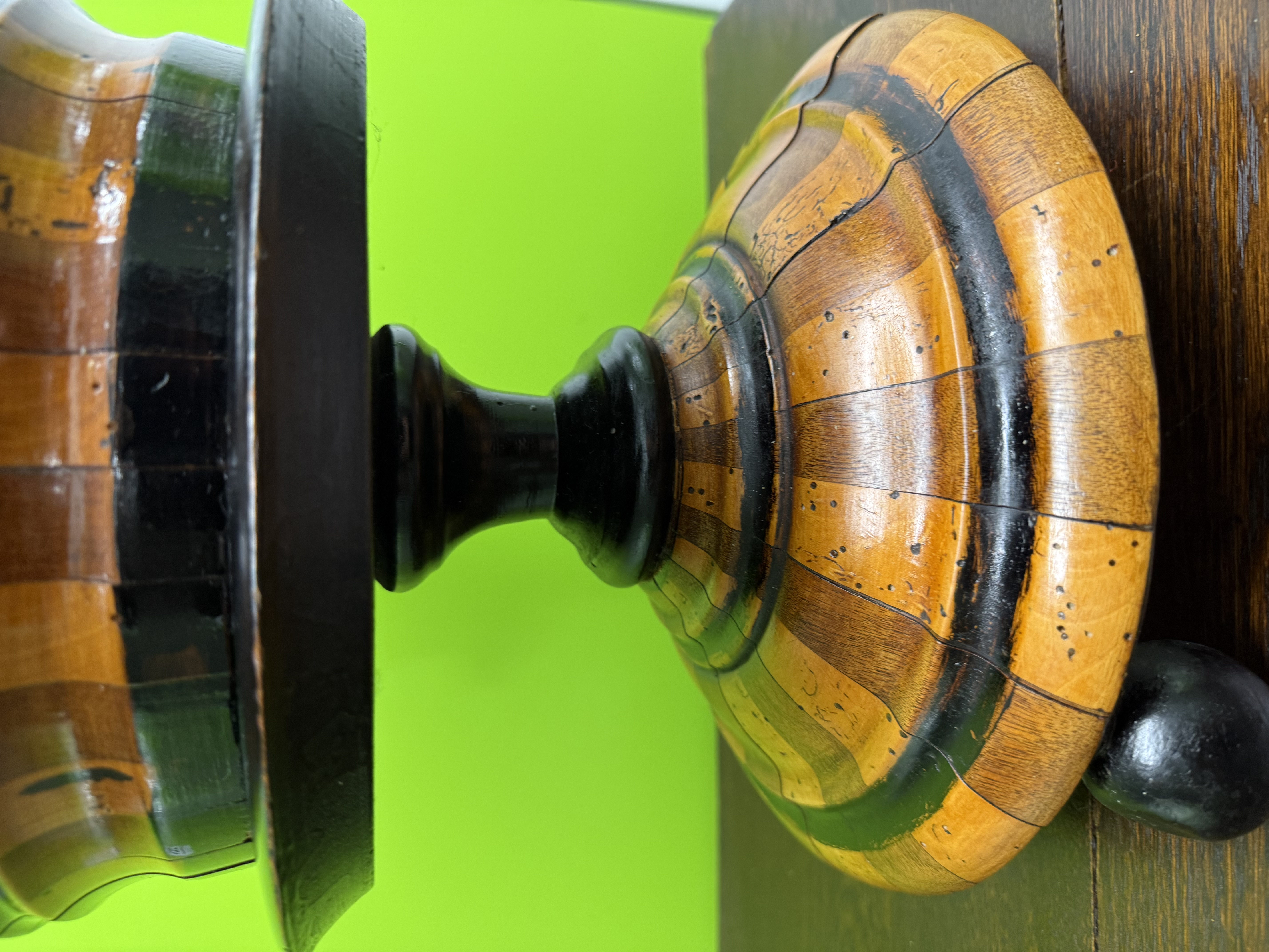 Antique 19th century Dutch ebony and fruitwood peat bucket 