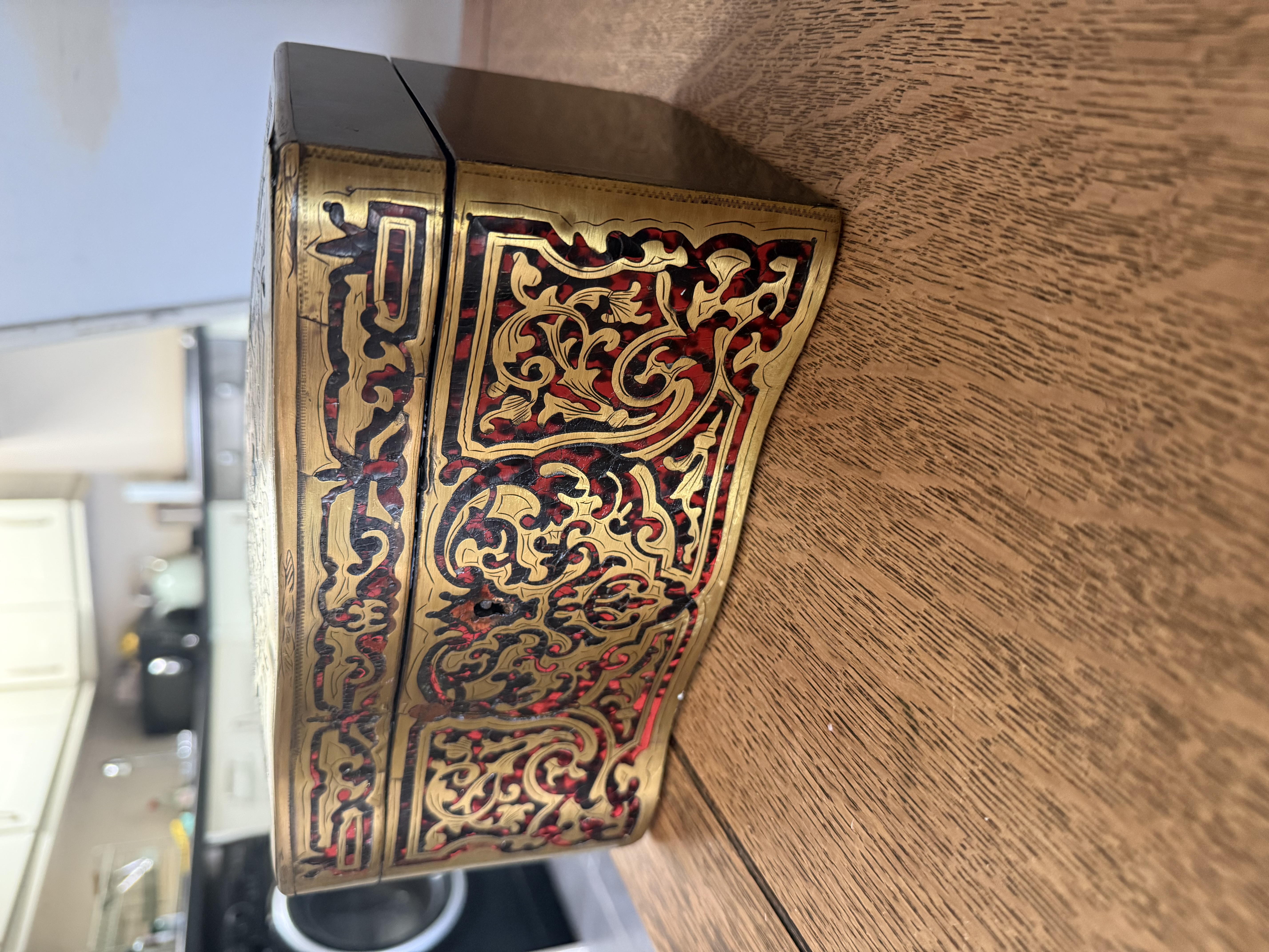 19th century French boulle work tea caddy