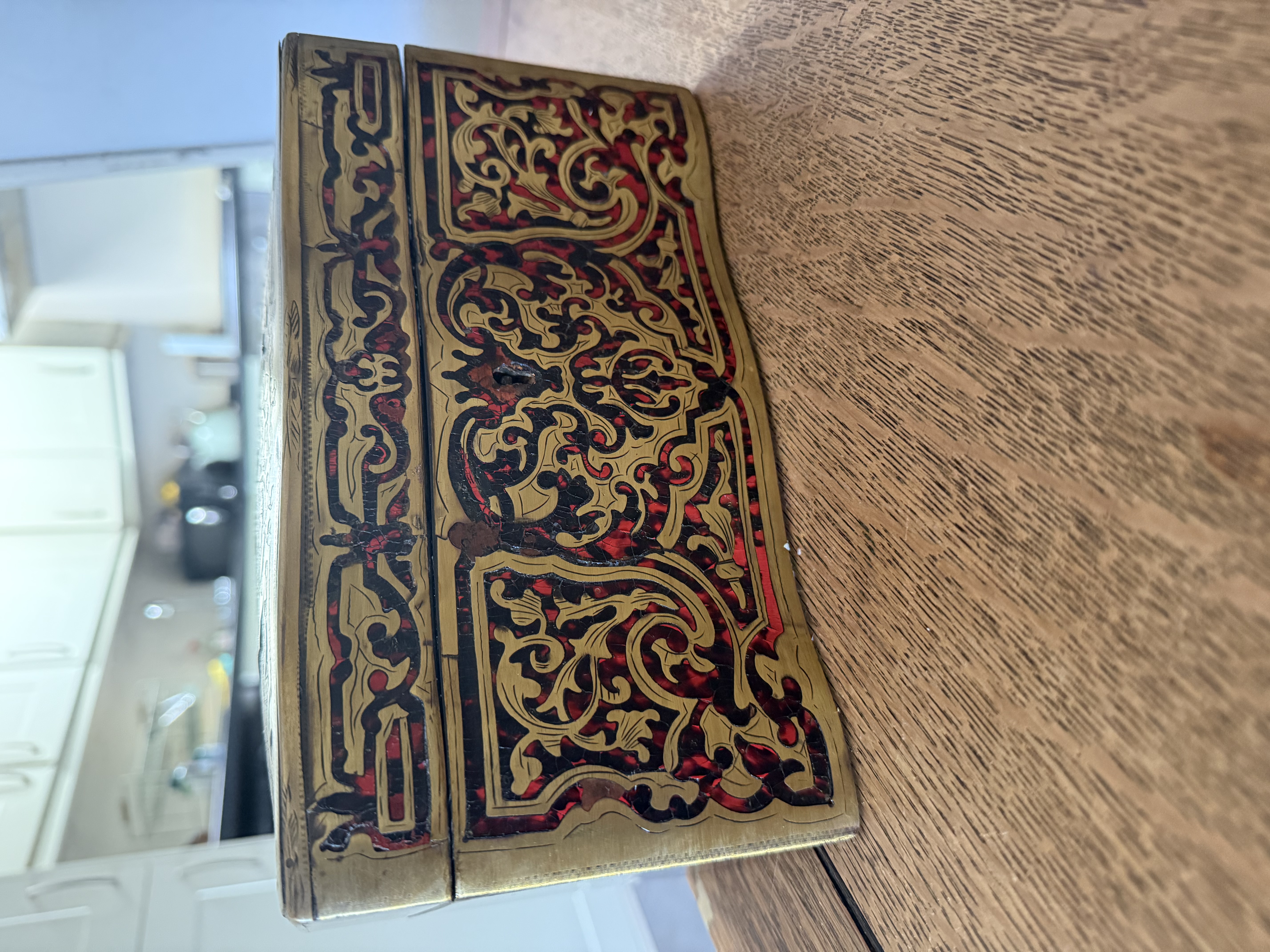 19th century French boulle work tea caddy