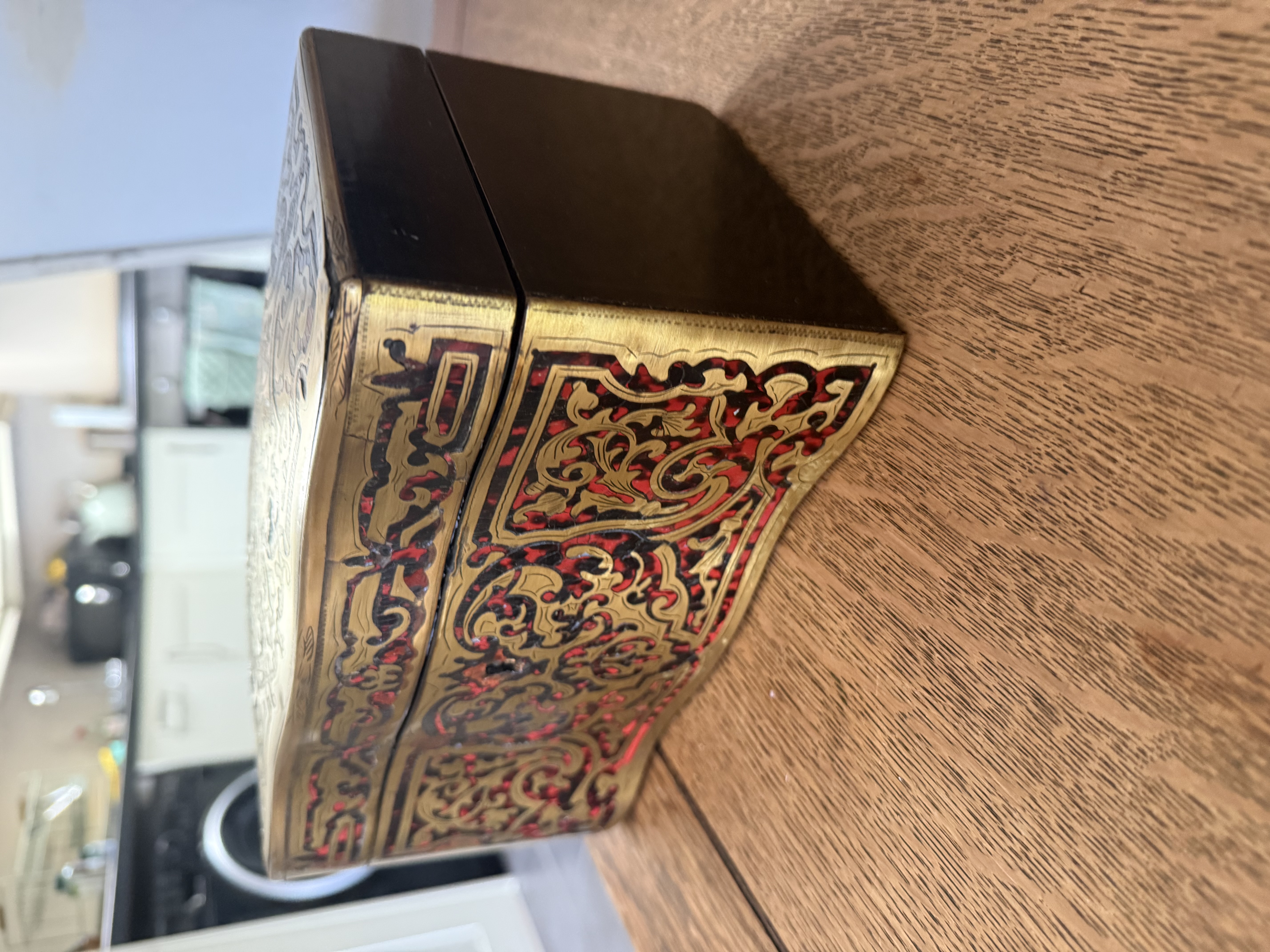 19th century French boulle work tea caddy