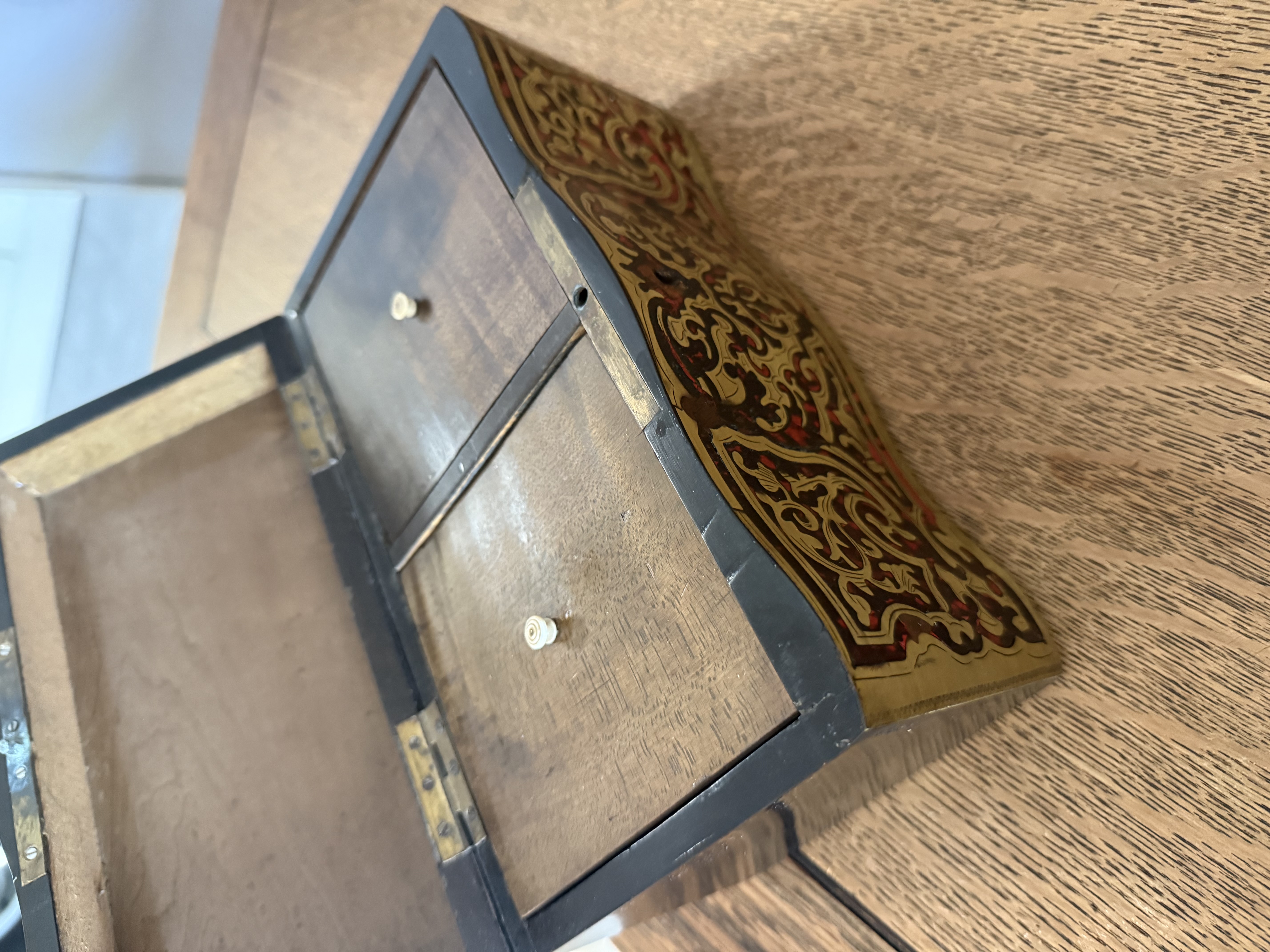 19th century French boulle work tea caddy