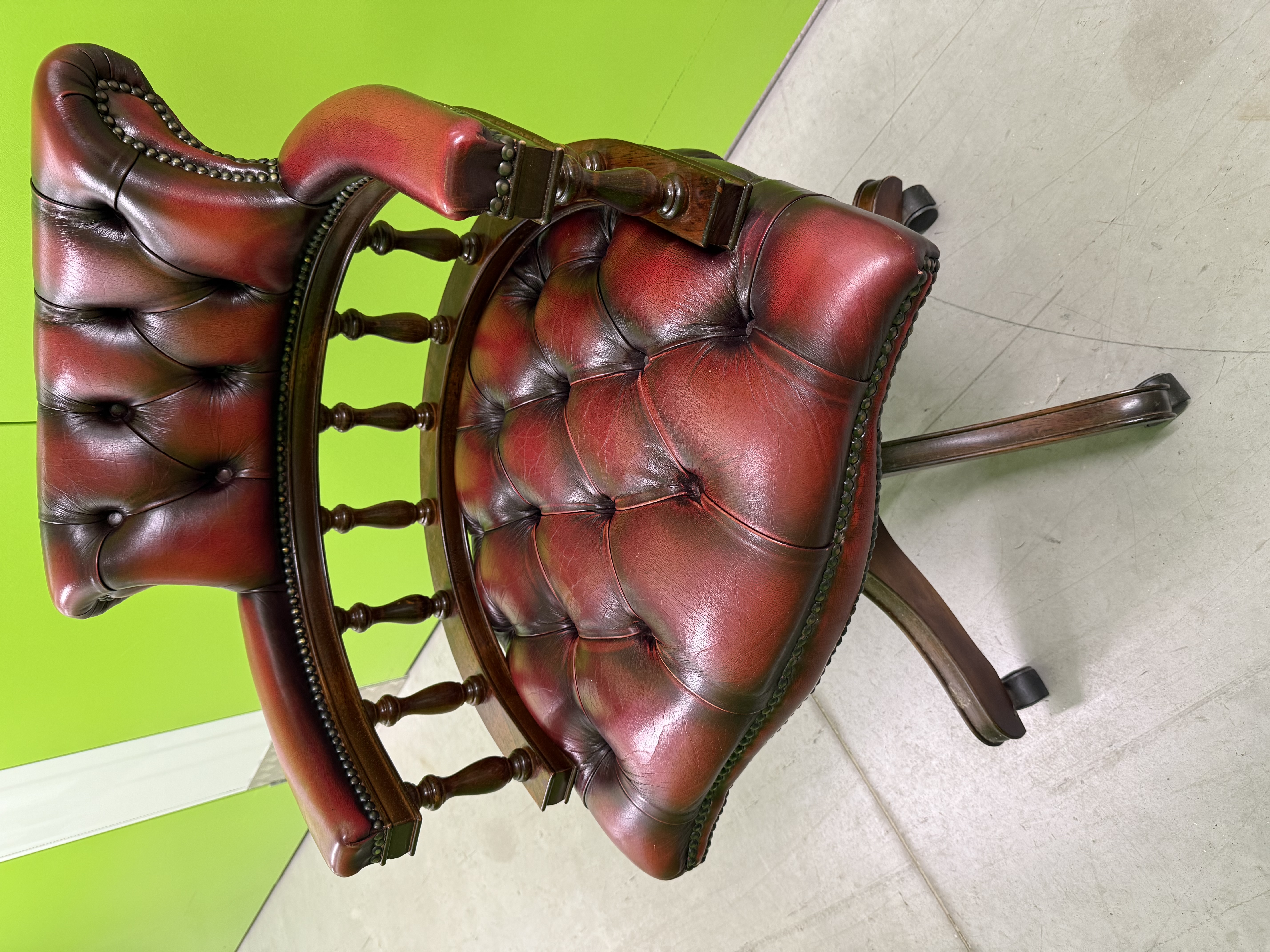 Vintage Red Leather Captains Chair 