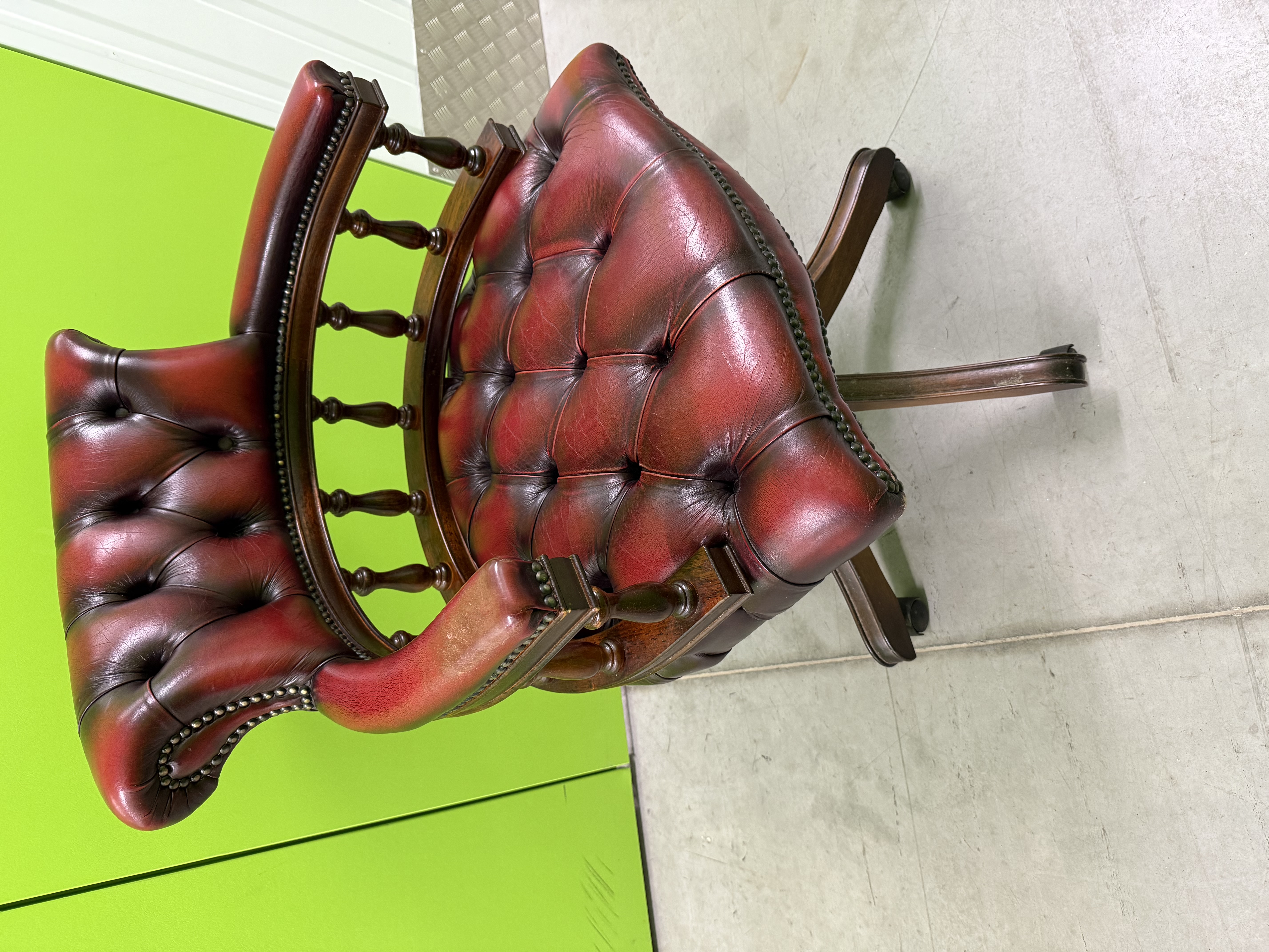 Vintage Red Leather Captains Chair 