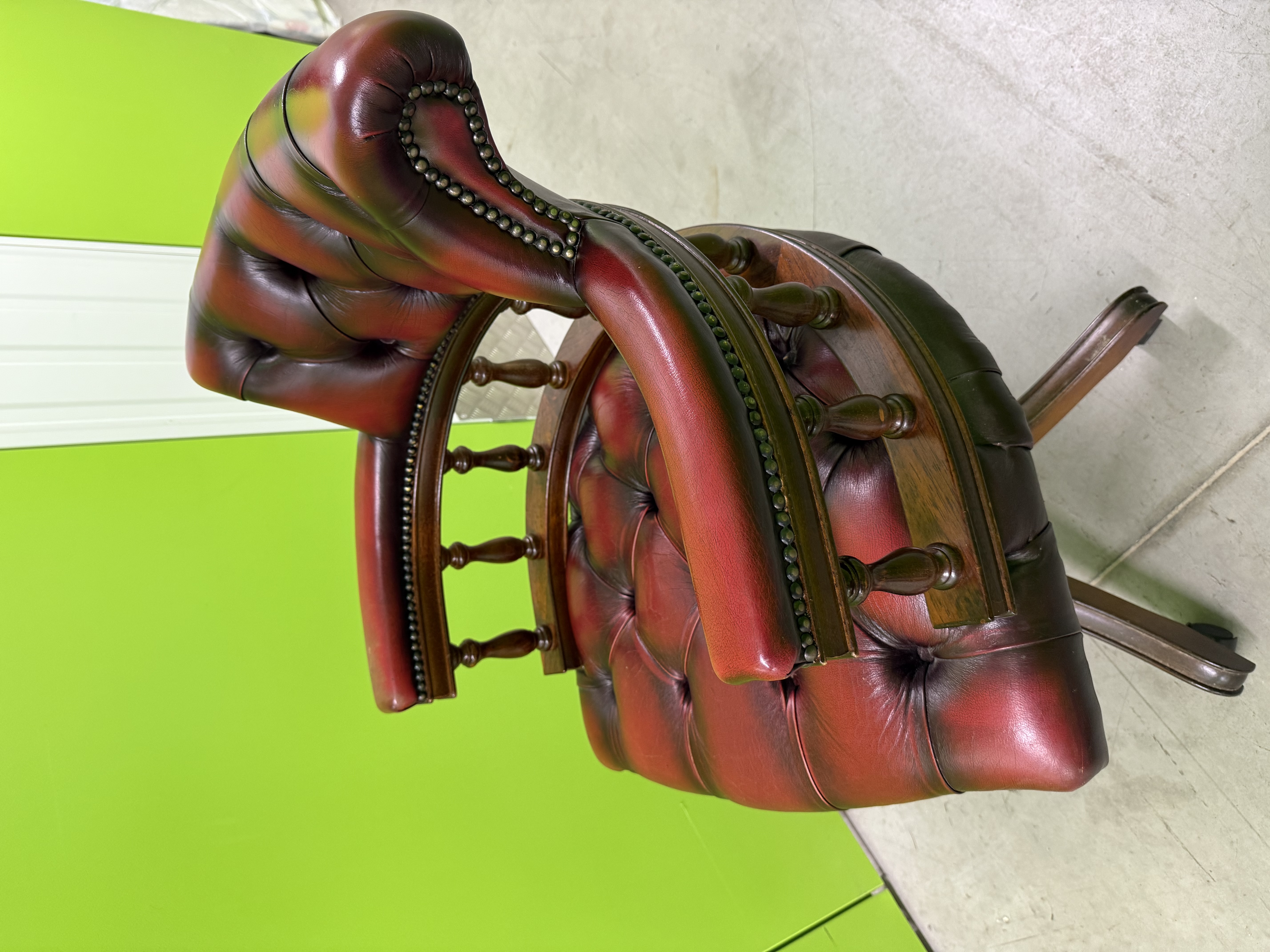 Vintage Red Leather Captains Chair 