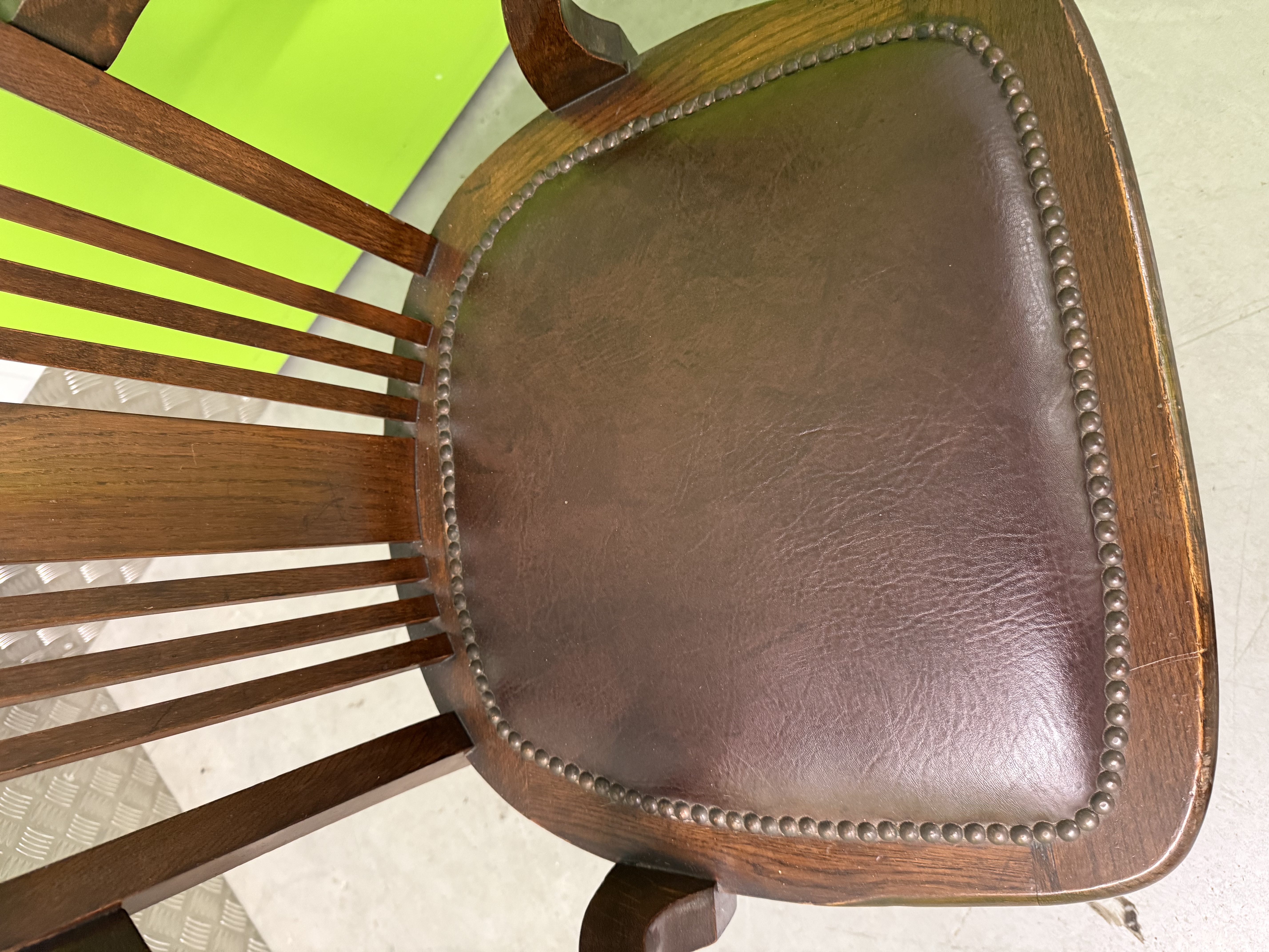 Edwardian Oak Leather Desk Chair
