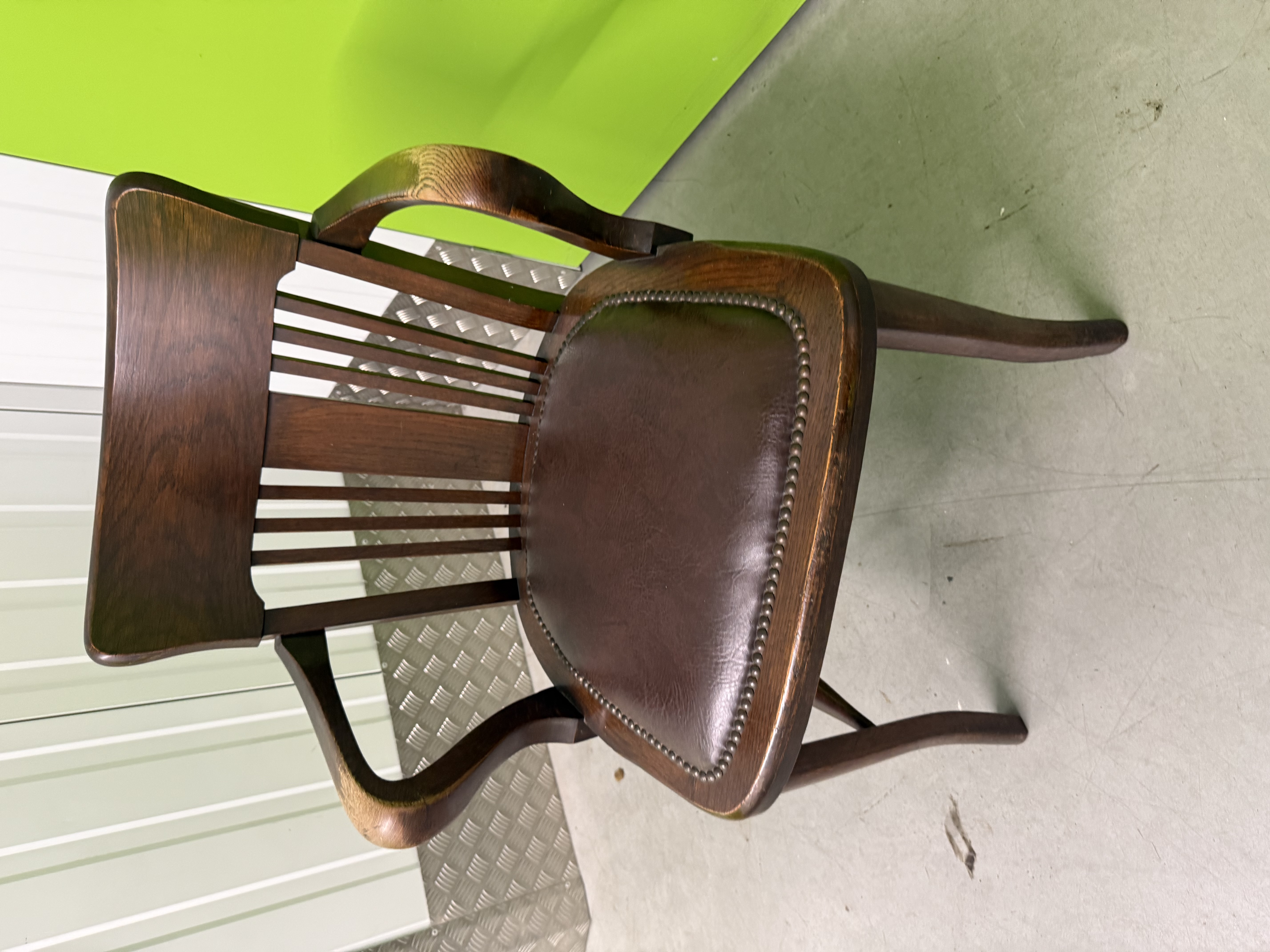 Edwardian Oak Leather Desk Chair
