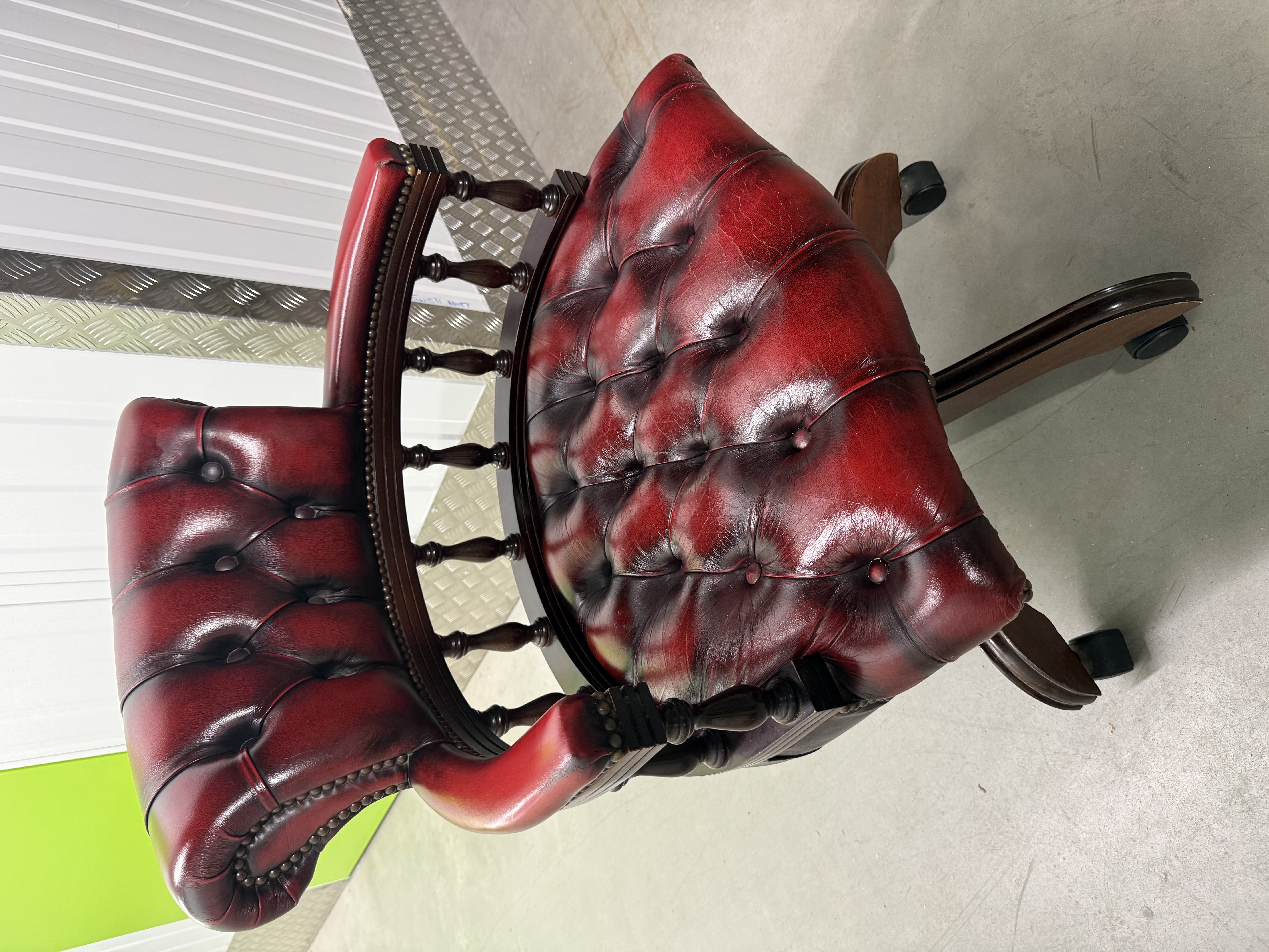 Vintage Red Leather Office Captains Chair