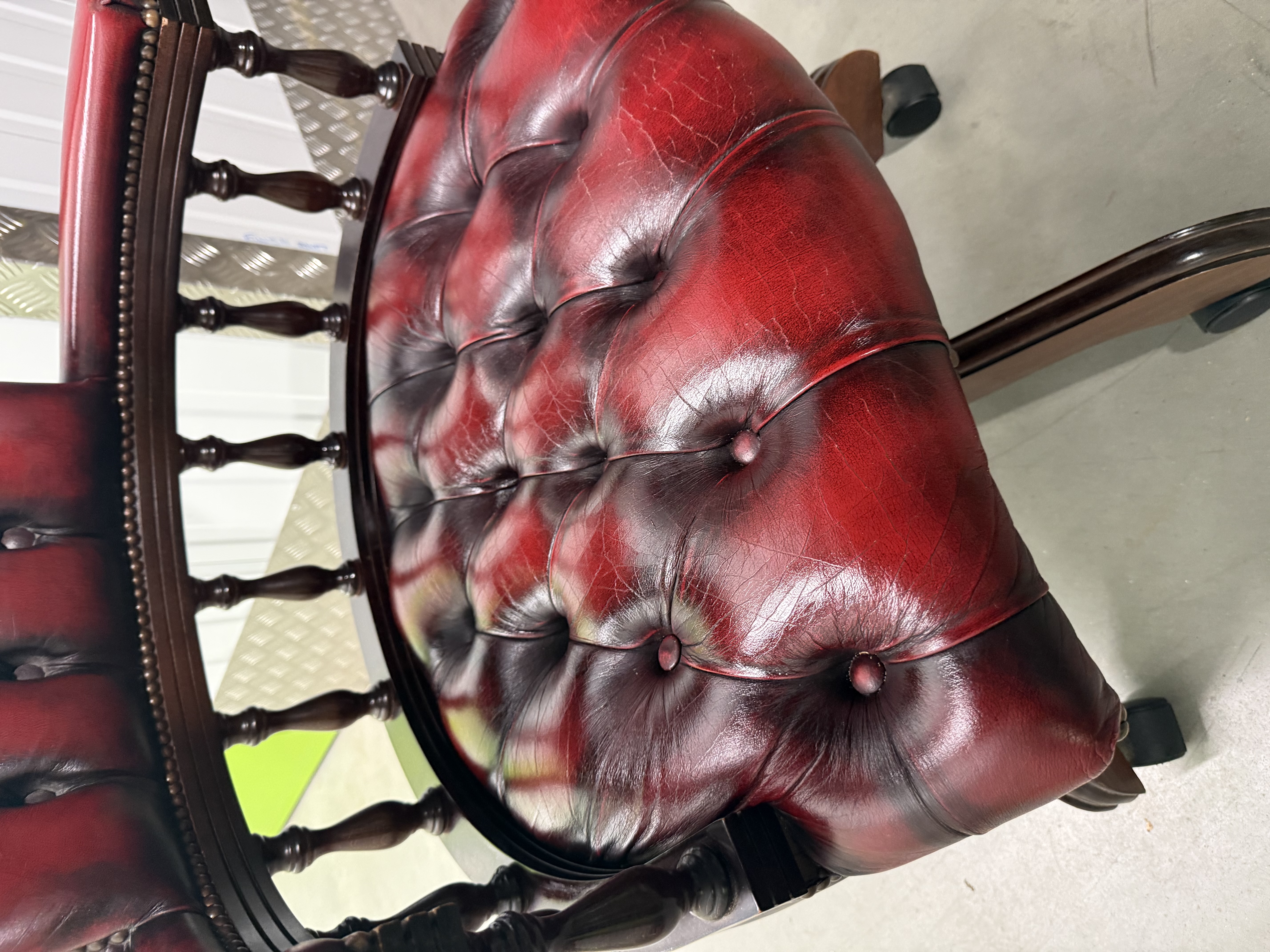 Vintage Red Leather Office Captains Chair