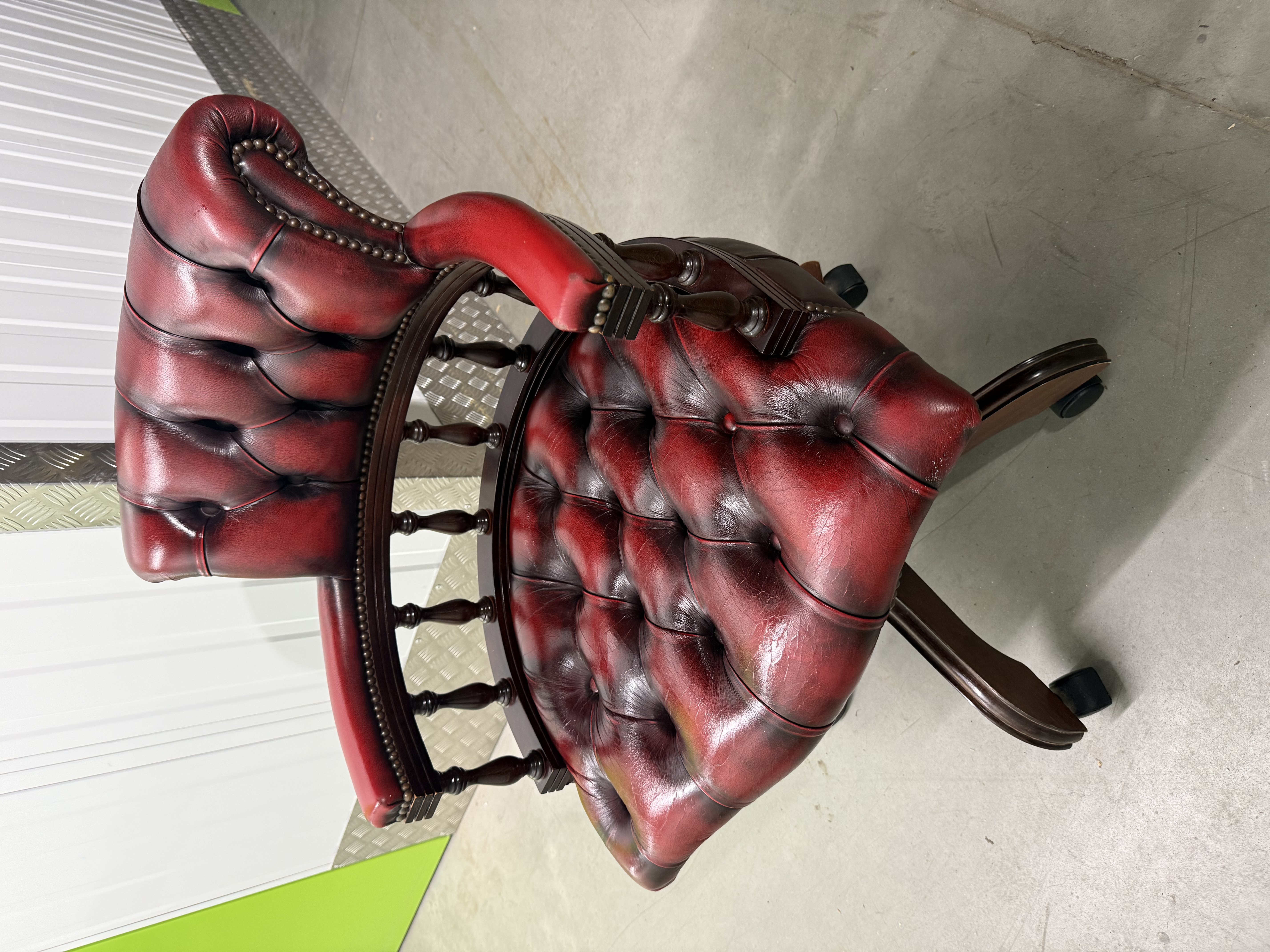 Vintage Red Leather Office Captains Chair