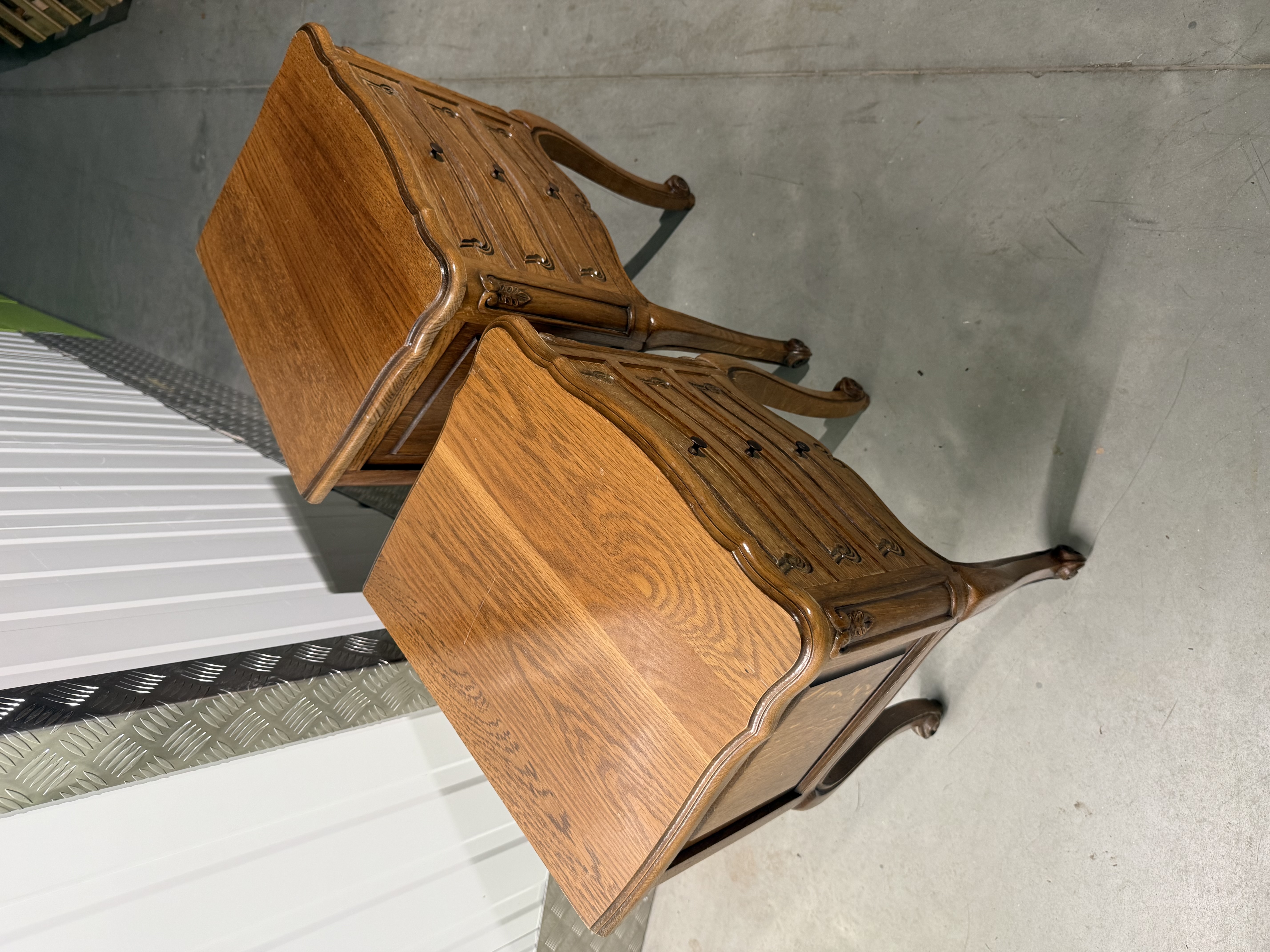 Vintage French Oak Bedside Cabinets 
