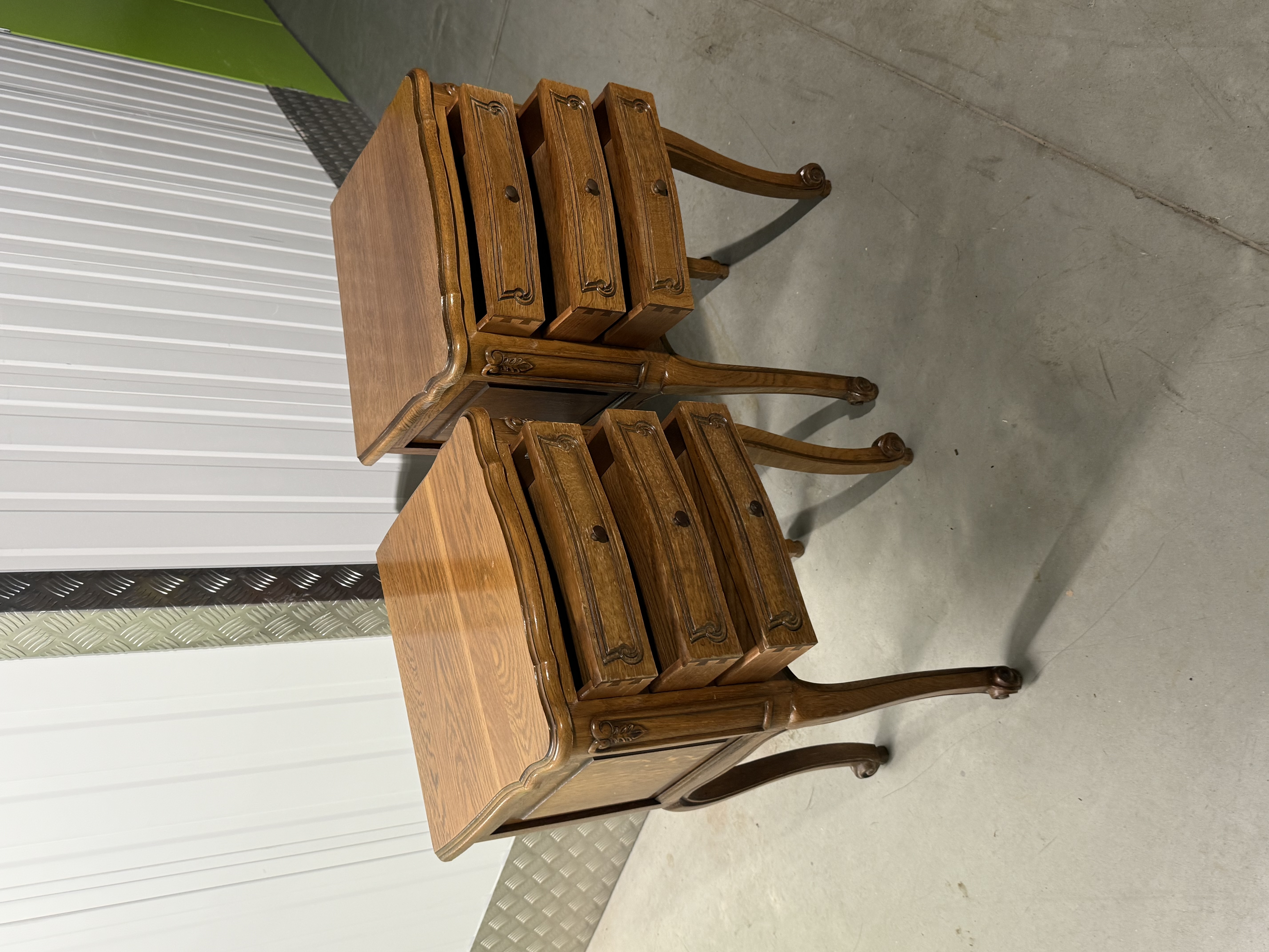 Vintage French Oak Bedside Cabinets 
