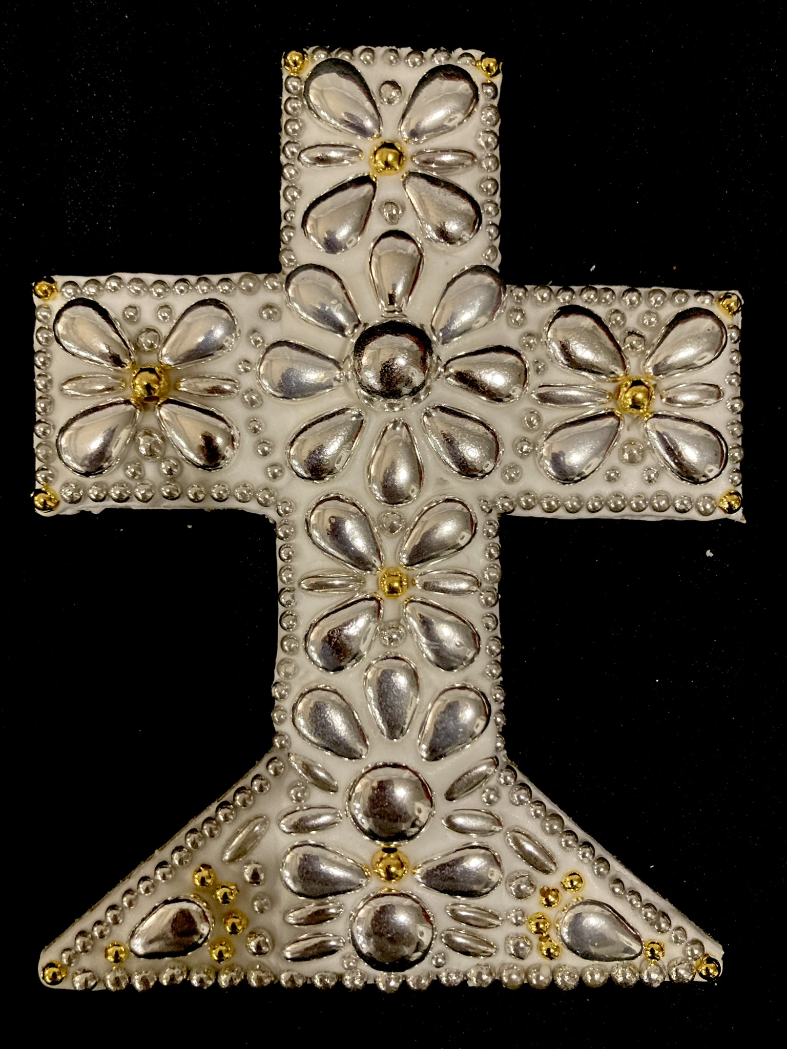 3. 6 in. Cross - Gold/Silver Beads (LOW STOCK)