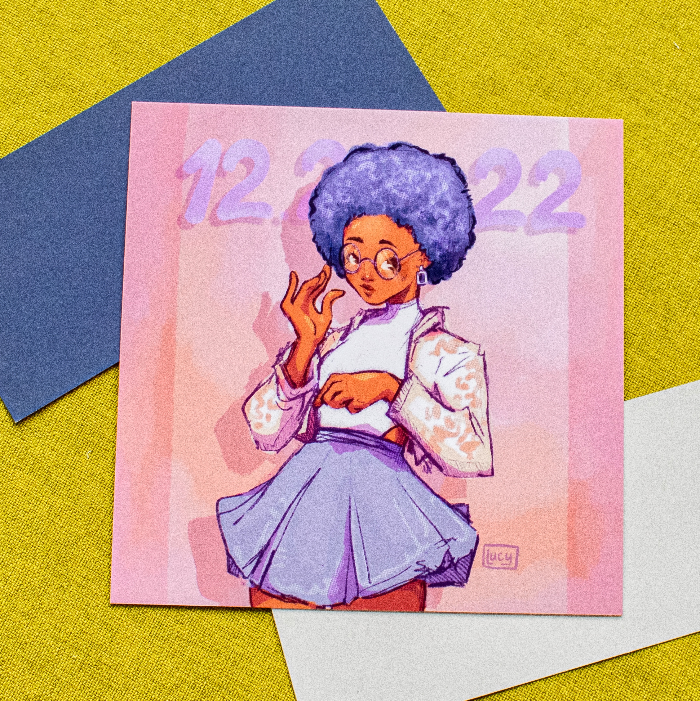 Cotton Candy Afro Square Print