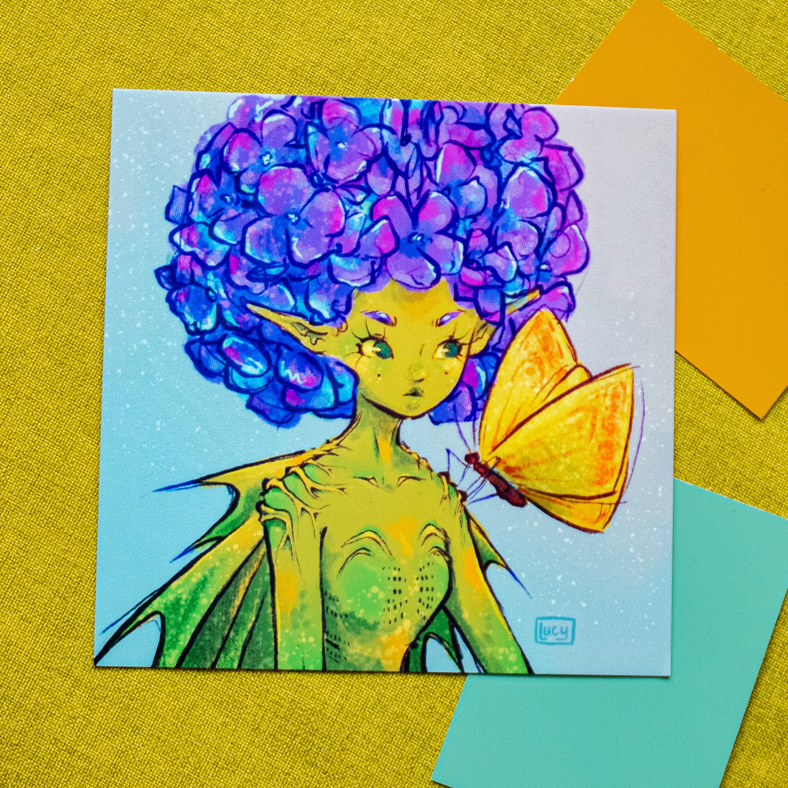 Hydrangea Fairy Square Print
