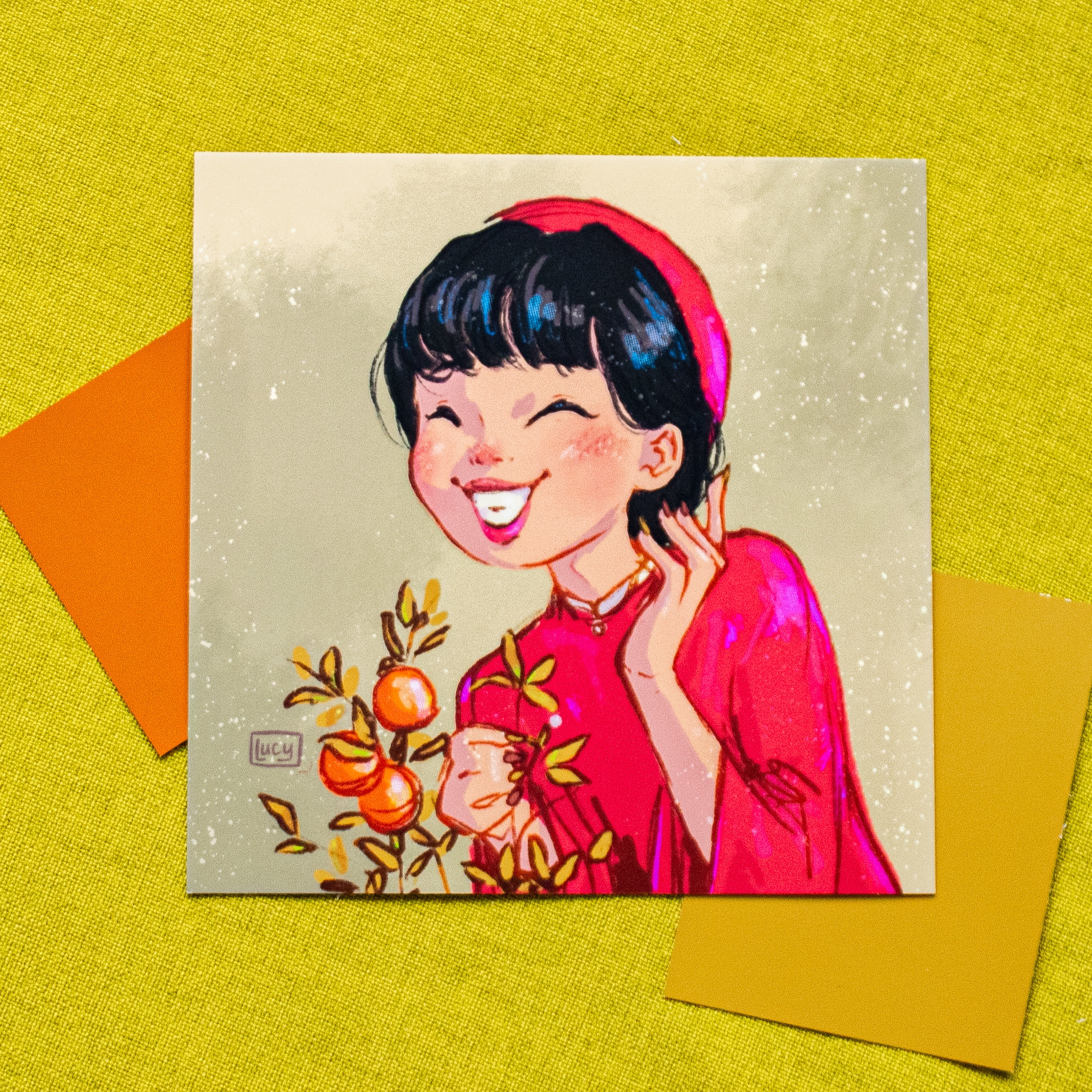 New Year Red Square Print
