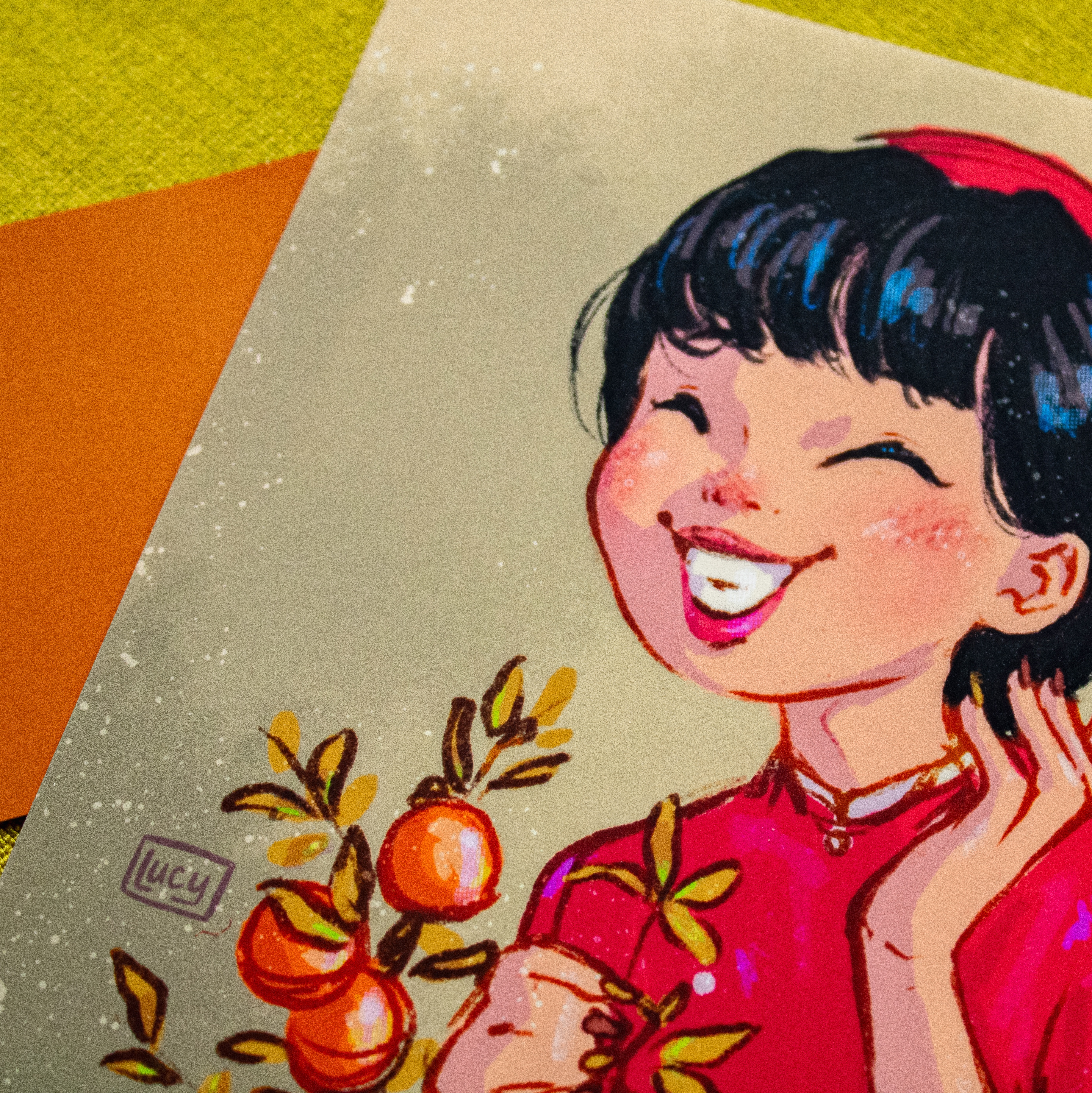 New Year Red Square Print