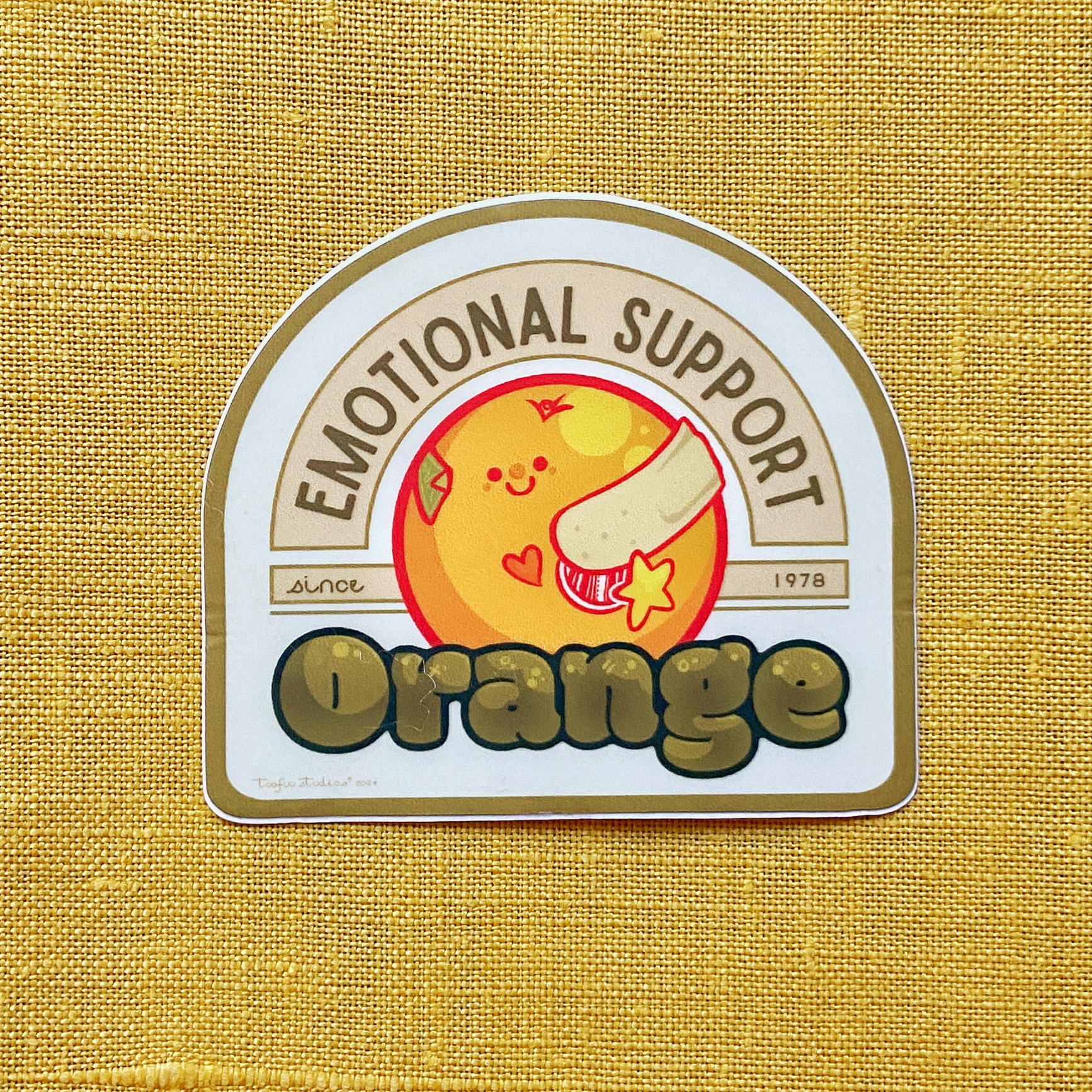Emotional Support Orange Sticker
