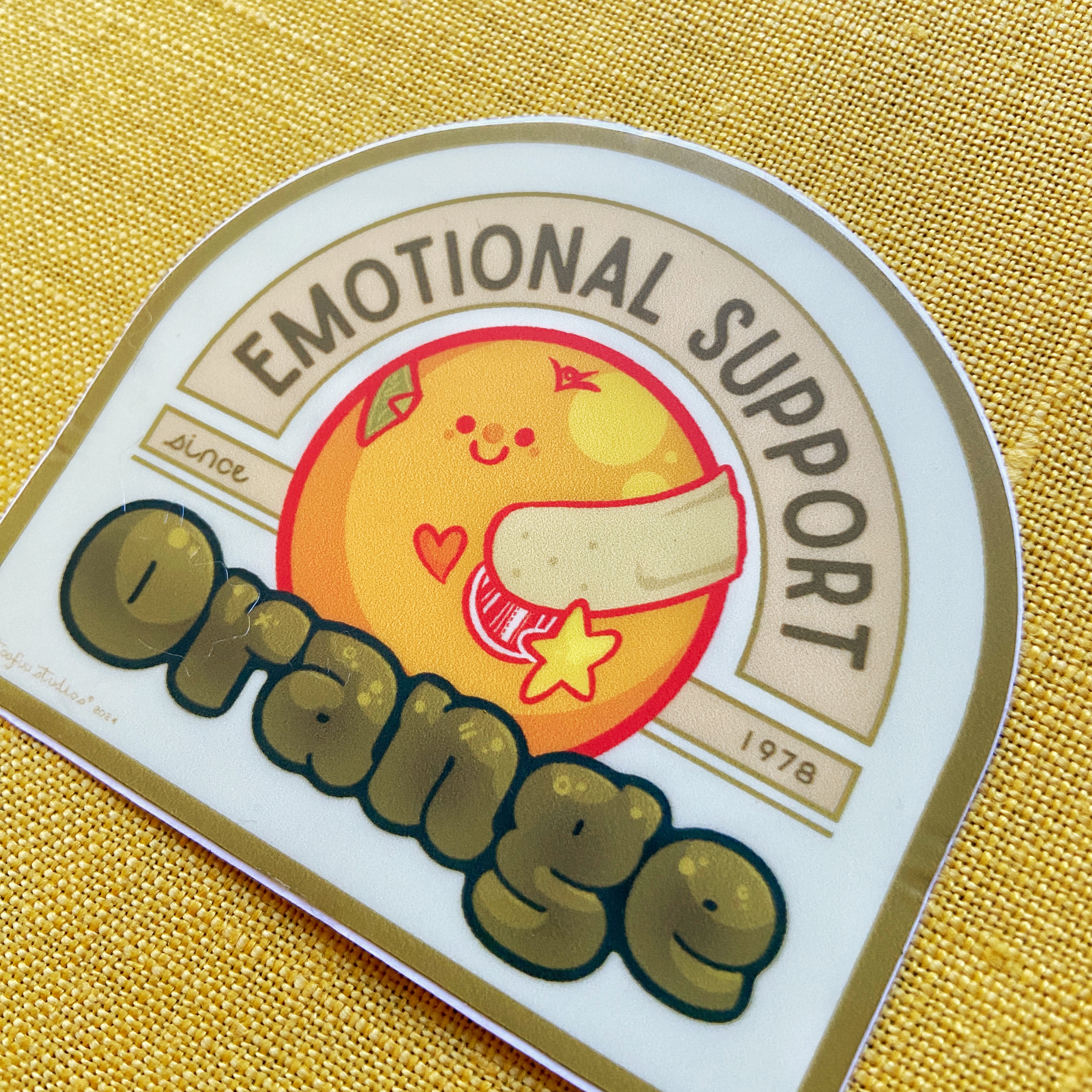 Emotional Support Orange Sticker
