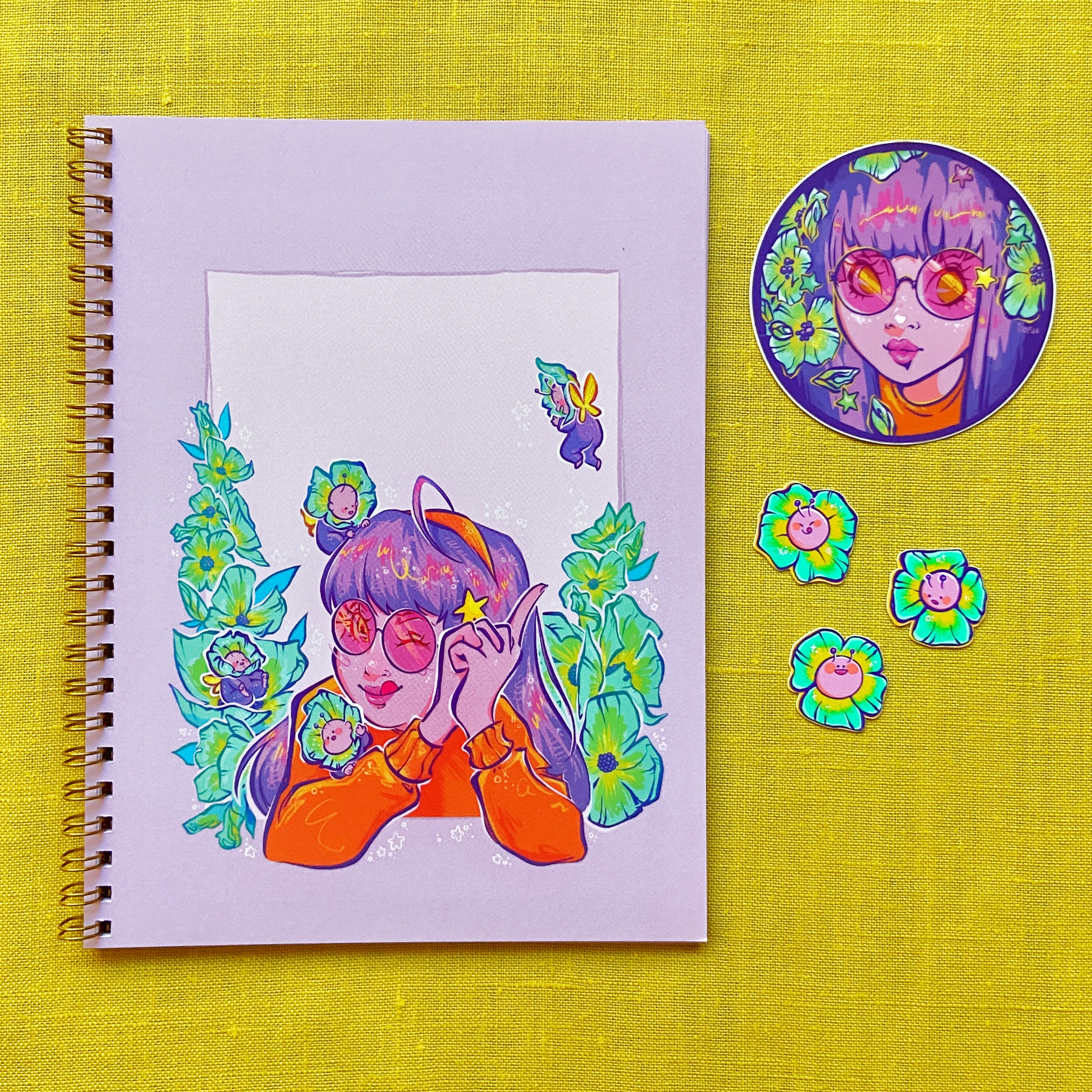 Rose Colored Glasses Stickers and Notebook Set