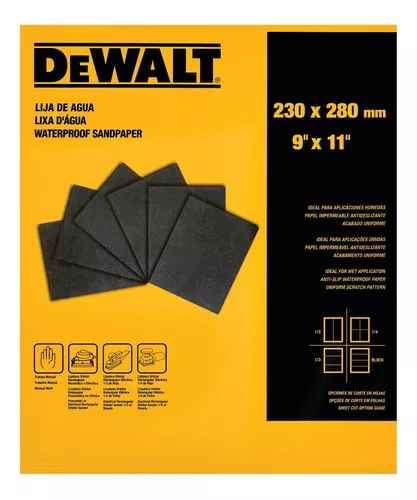 Lijas al agua dewalt grano 280 pack x 50