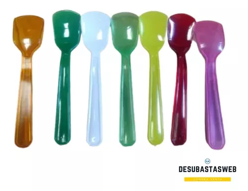 Cuharas Plasticas De Colores Sundae Helado pack 25 Kg 