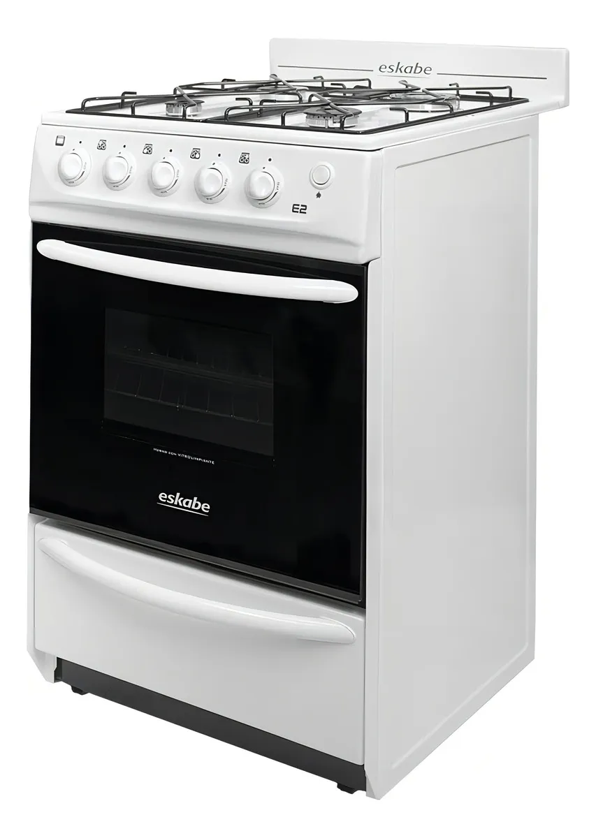 Cocina Eskabe E2 G Blanca 52cm Multigas Vitrolimpiante Color Blanco
