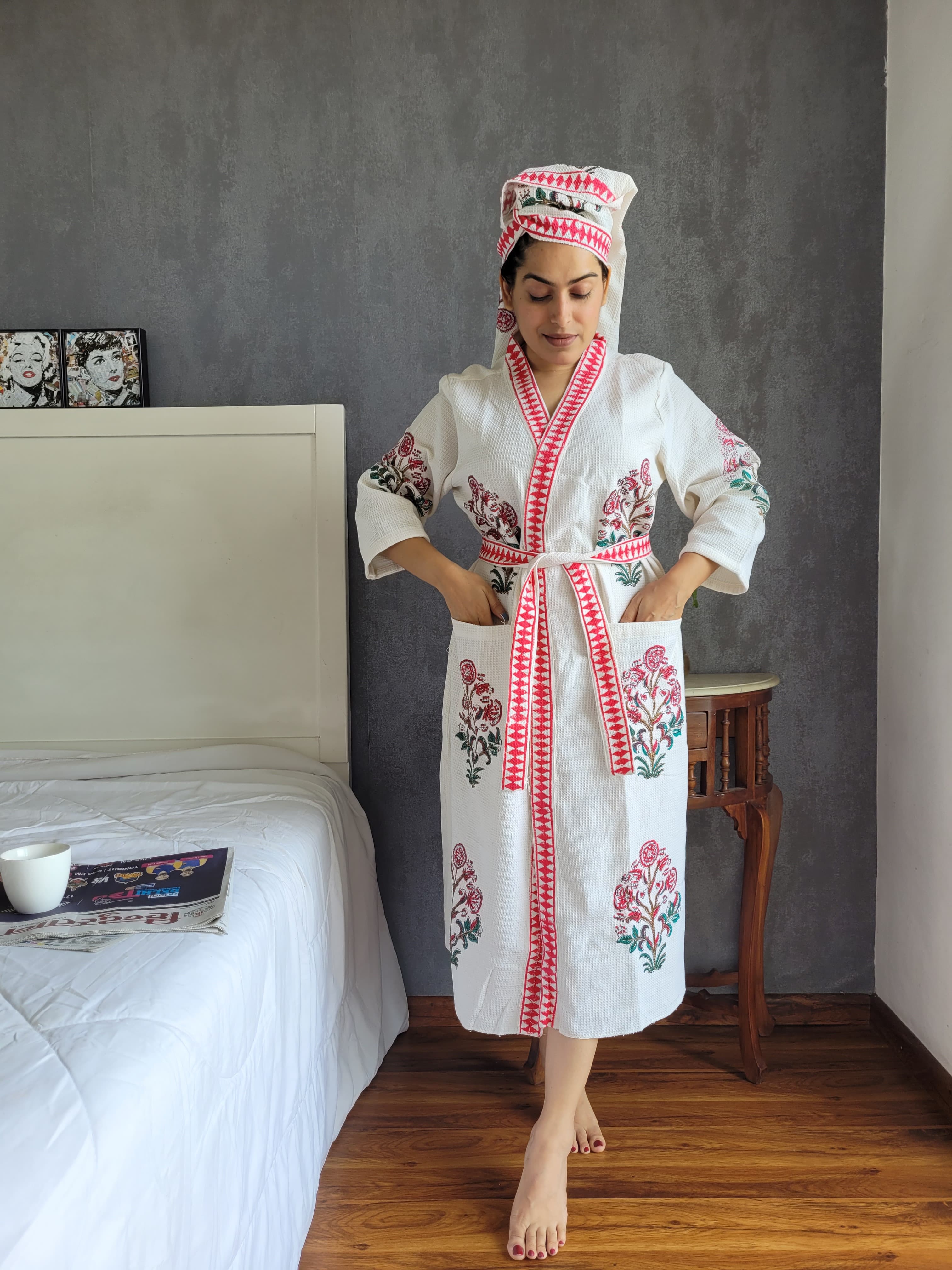 Block Print Cotton Bathrobe