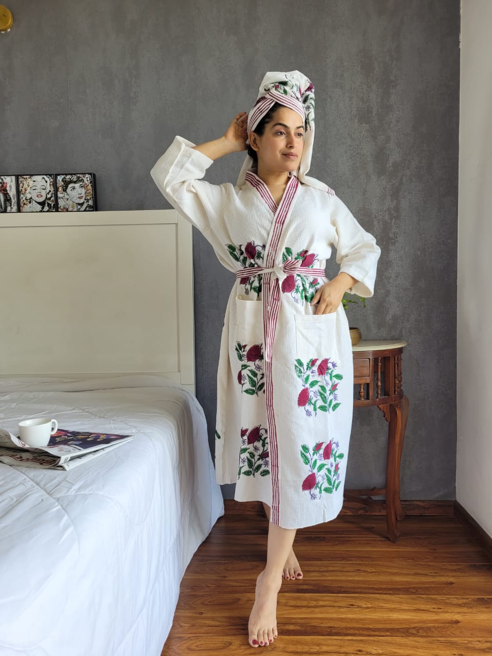Block Print Cotton Bathrobe