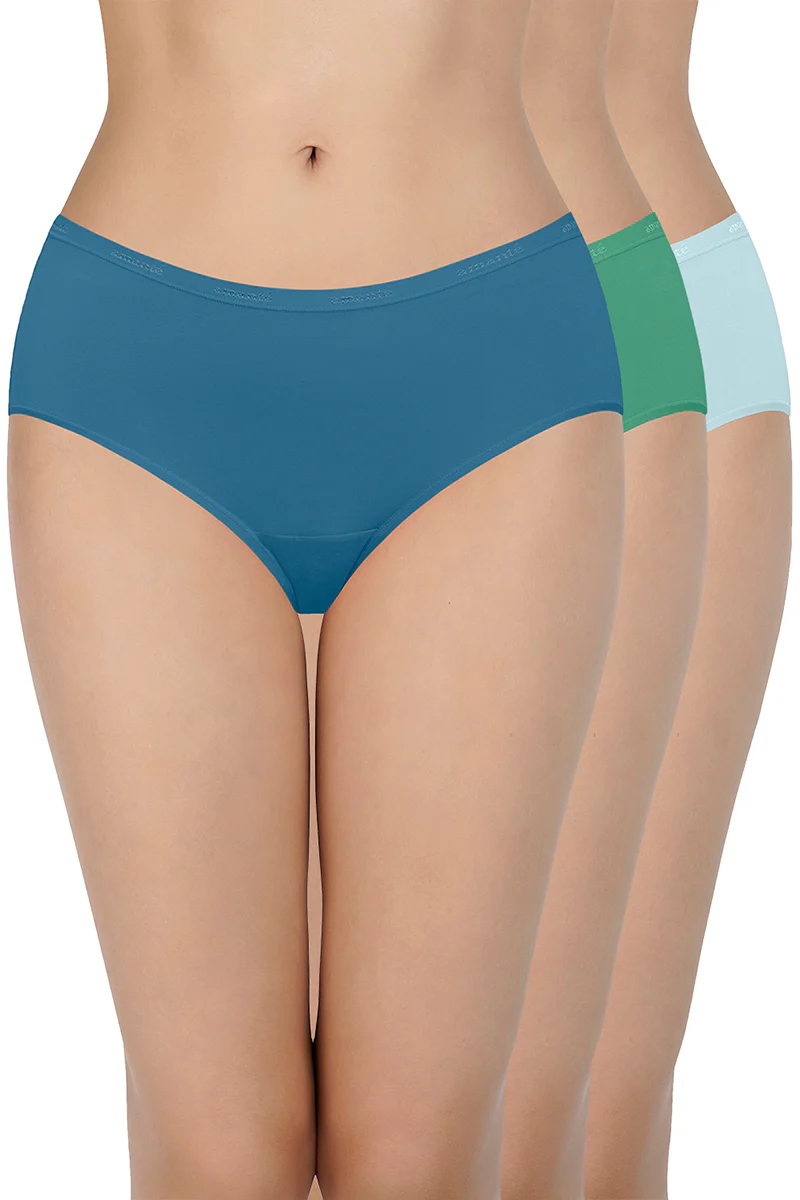 Amante. Solid Low Rise Assorted Hipster Panties (Pack of 3 Colors & Prints May Vary)