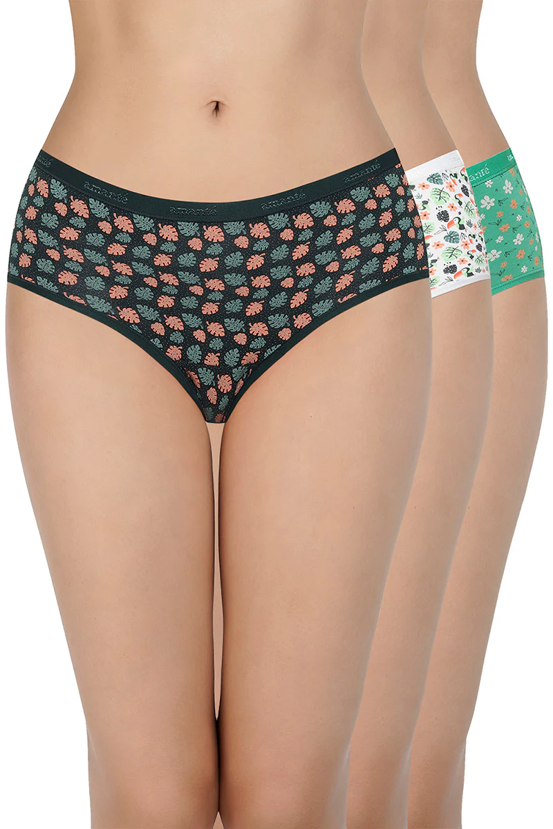 Amante. Printed Low Rise Assorted Hipster Panties (Pack of 3 Colors & Prints May Vary)