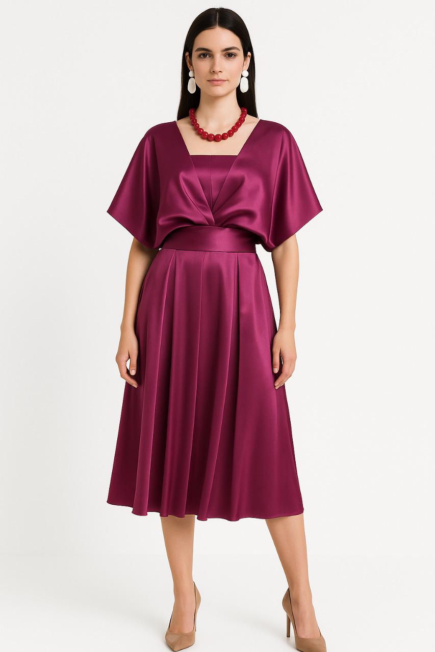 Elegant Burgundy Midi Dress
