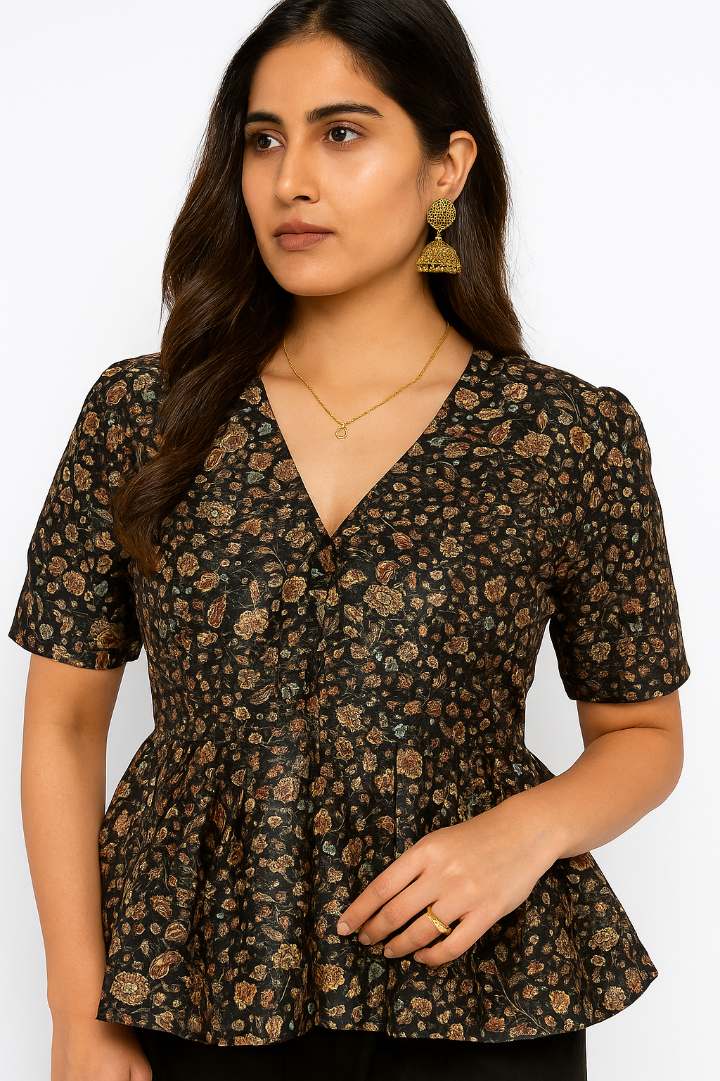 Floral Patterned Peplum Top