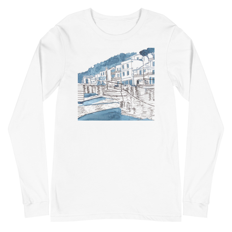 Camiseta de manga larga con paisaje costero
