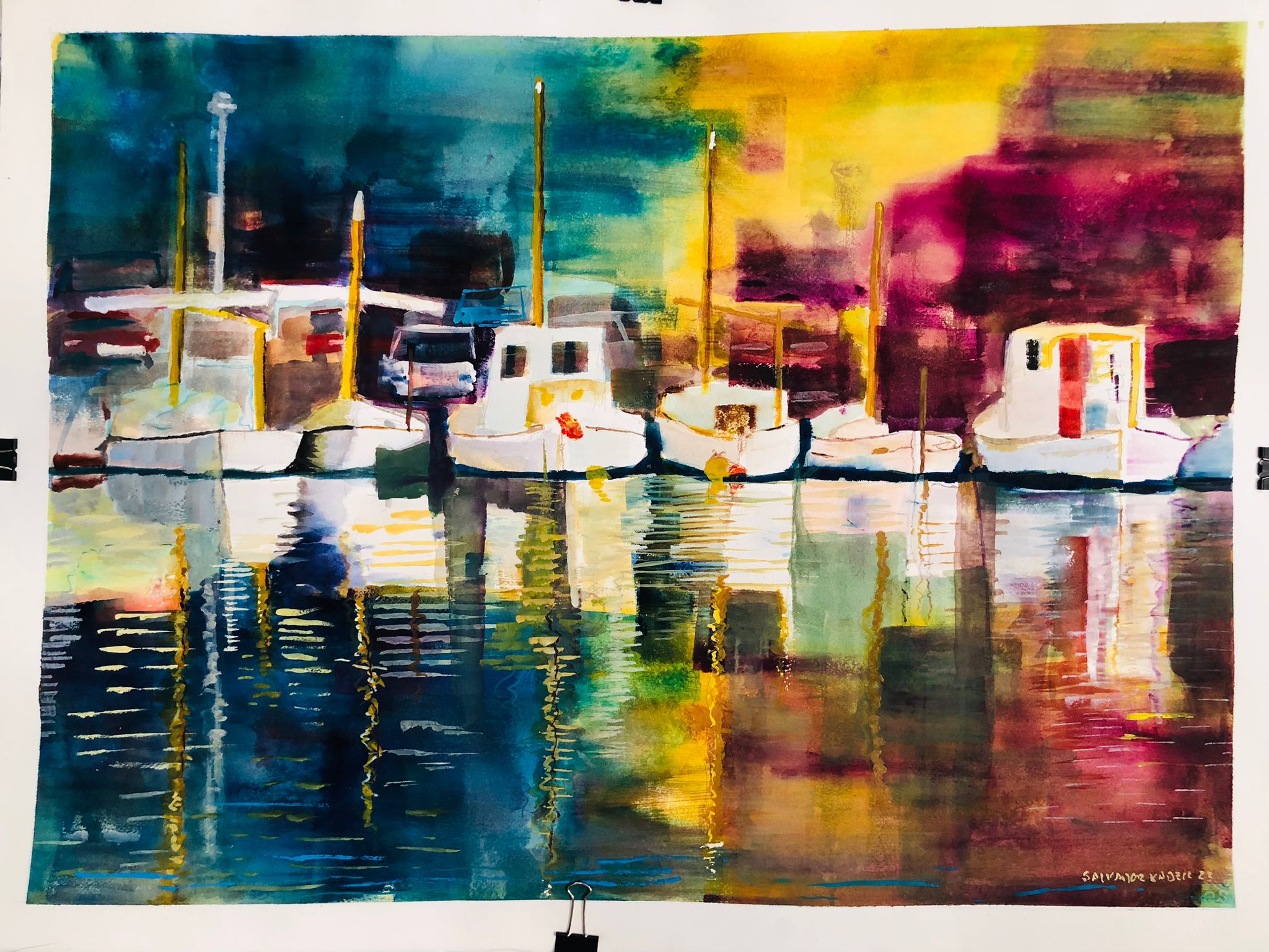 Pintura de embarcaciones en el puerto