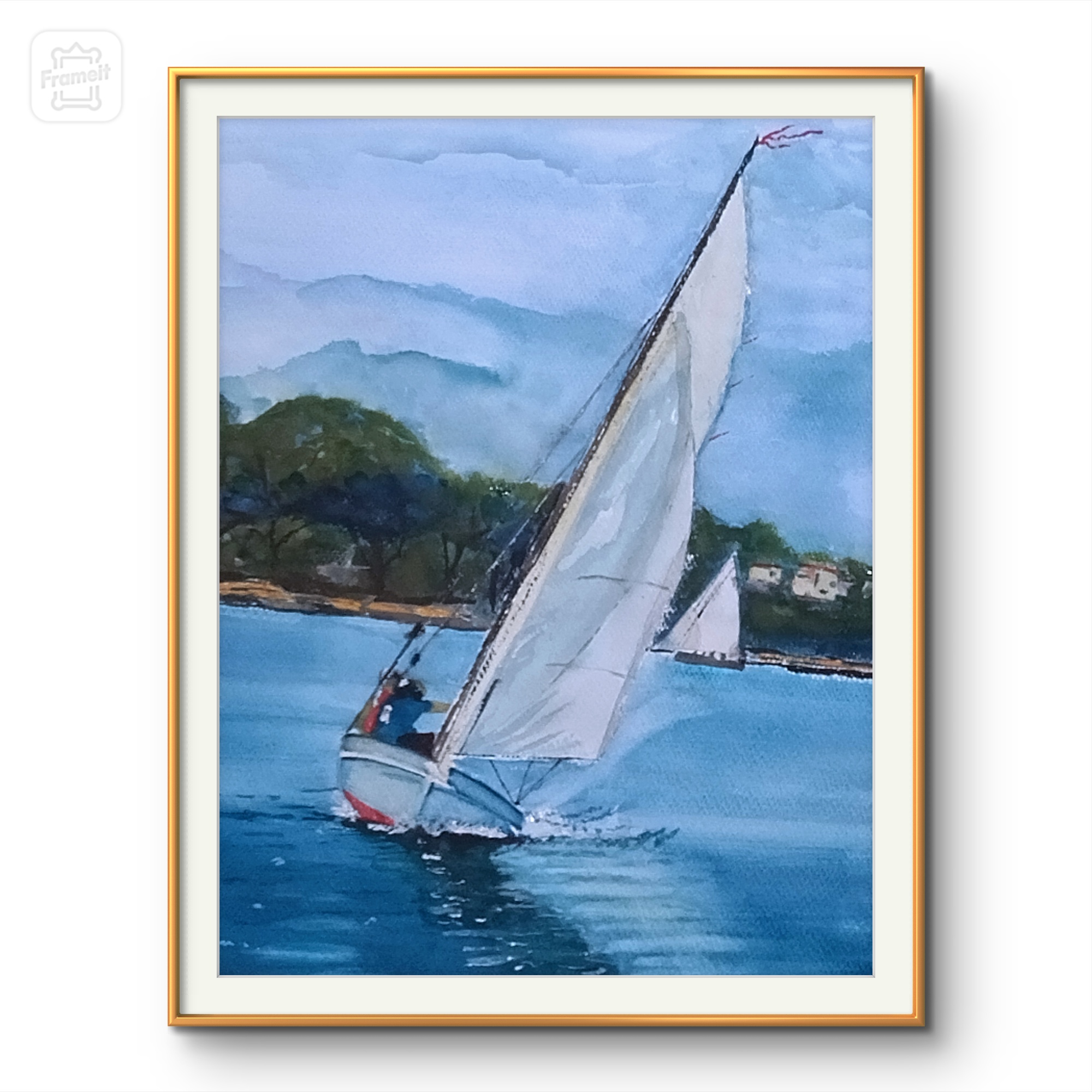 Pintura de barco de vela latina 